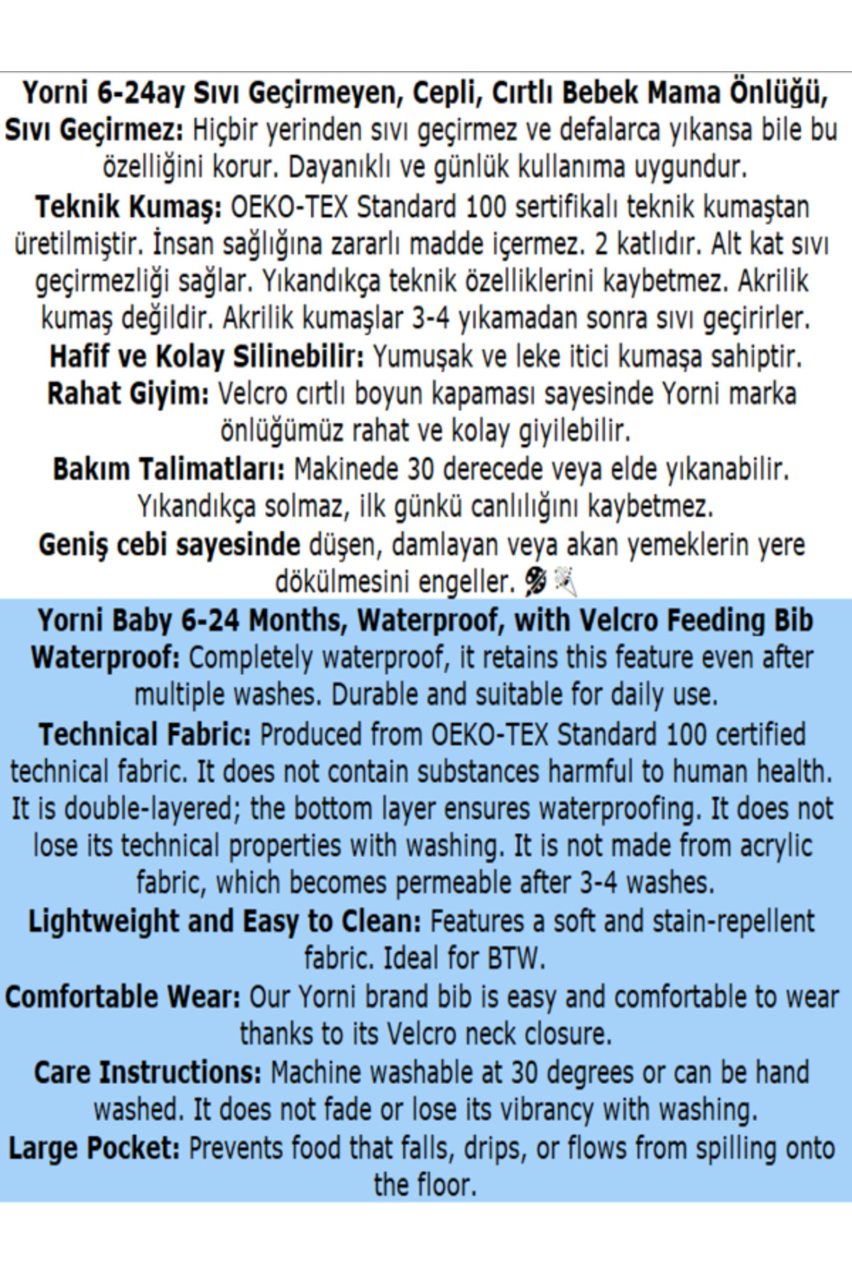 yorni Alt Açma Hediyeli, 6-24 Ay, Zoo Boyundan Cırtlı, Cepli, Sıvı Sızdırmaz, Bebek Mama Önlüğü, Önlük fotoğrafı 4 (önizleme)