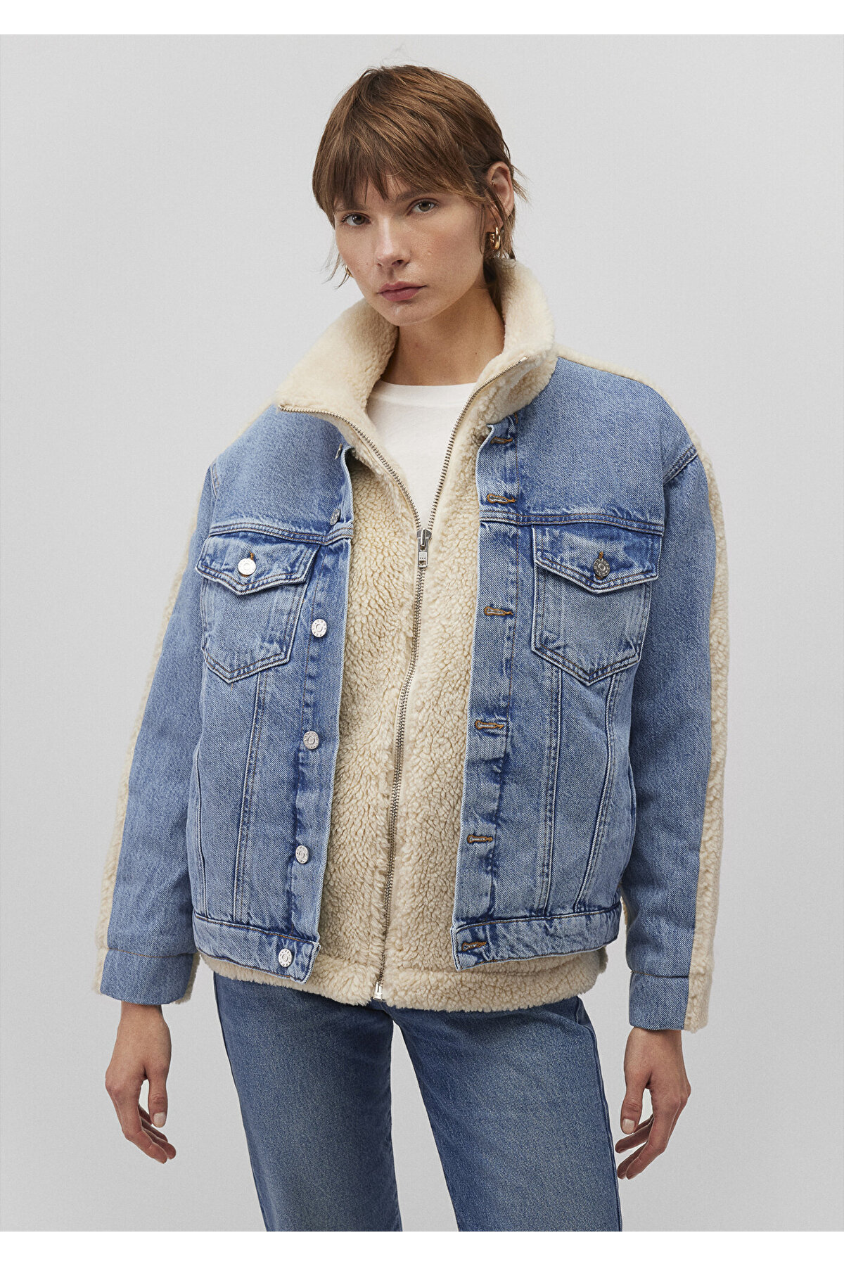 Rubina 90s Light Blue Faux Fur Jean Jacket 1110278-88589