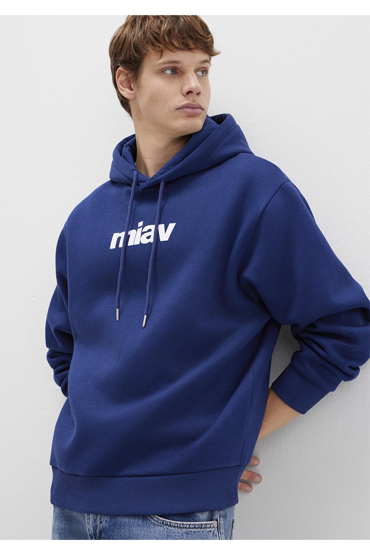 Mavi Miav Baskılı Kapüşonlu Sweatshirt 0S10001-70722
