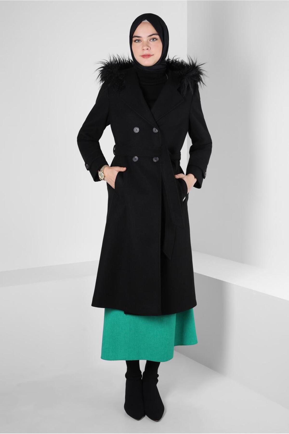 آلوینا پالتو کشمیری کمربنددار با آستر خز ۹۰۳۰۲ آلوینا پالتو کشمیری کمربنددار با آستر خز ۹۰۳۰۲