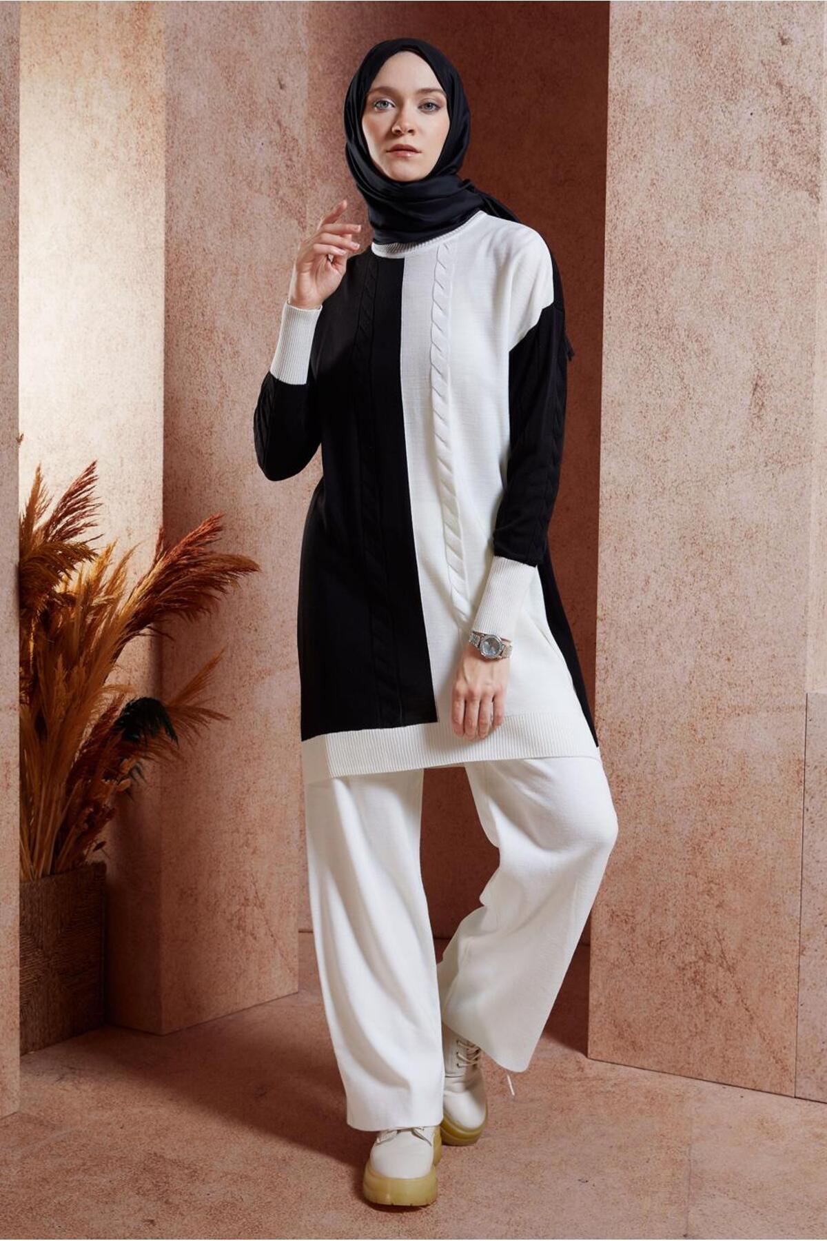 آلوینا تونیک بافتنی دو رنگ ۴۴۹۰۱