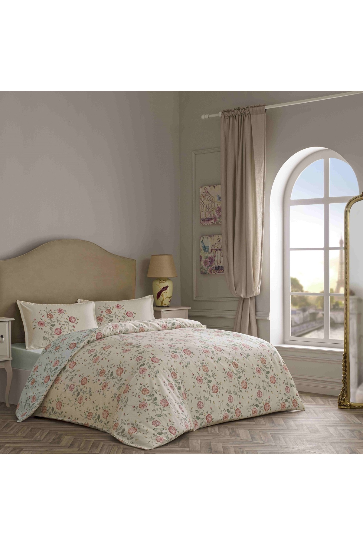 Linens Allday Fleur Pamuk Saten King Nevresim Takımı Krem