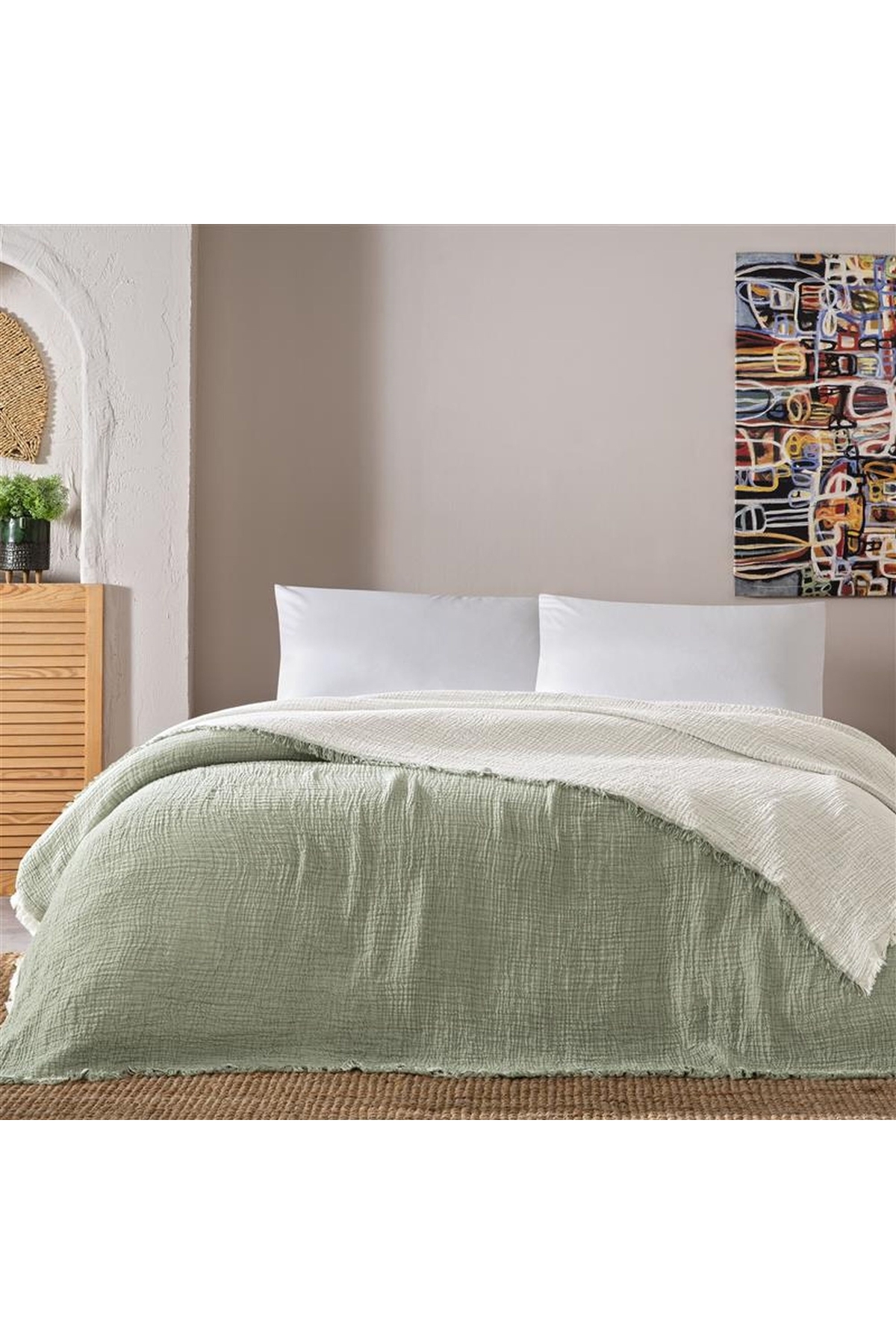 Linens Coraux Pamuk Muslin Çift Kişilik Pike Haki - Fiyatı, Yorumları