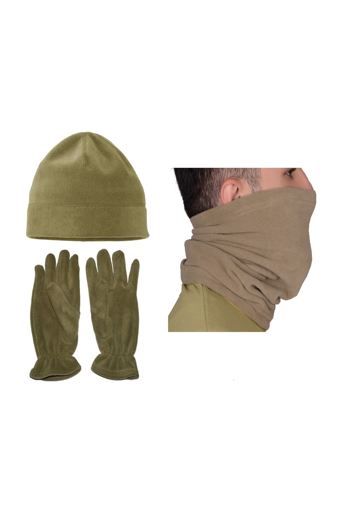 Mehmetçiğin Sesi Kışlık Asker Seti Askeri Eldiven Boyunluk Bere Seti