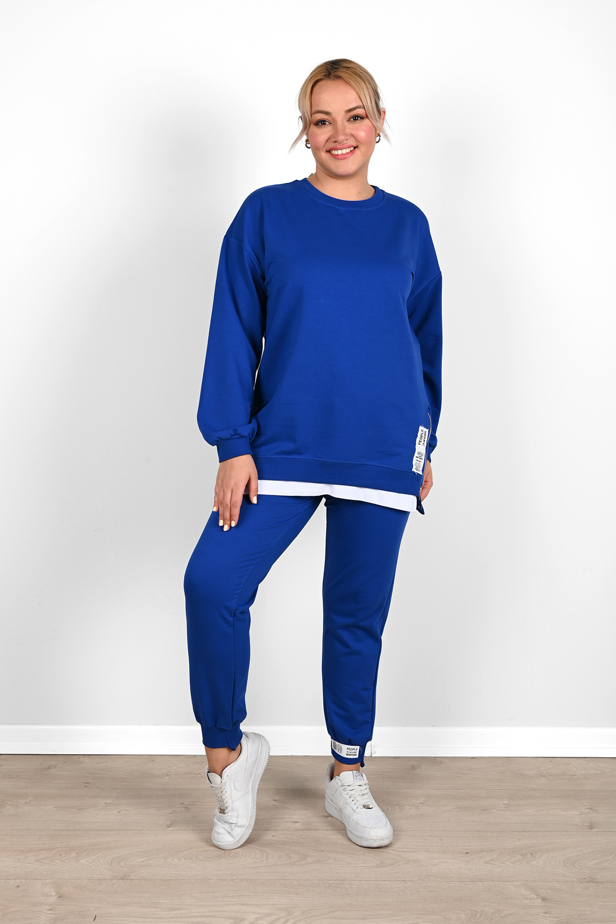 Koza Butik Kadın Büyük Beden Yanları Fermuar Detaylı Eşofman Takımı 3613-23