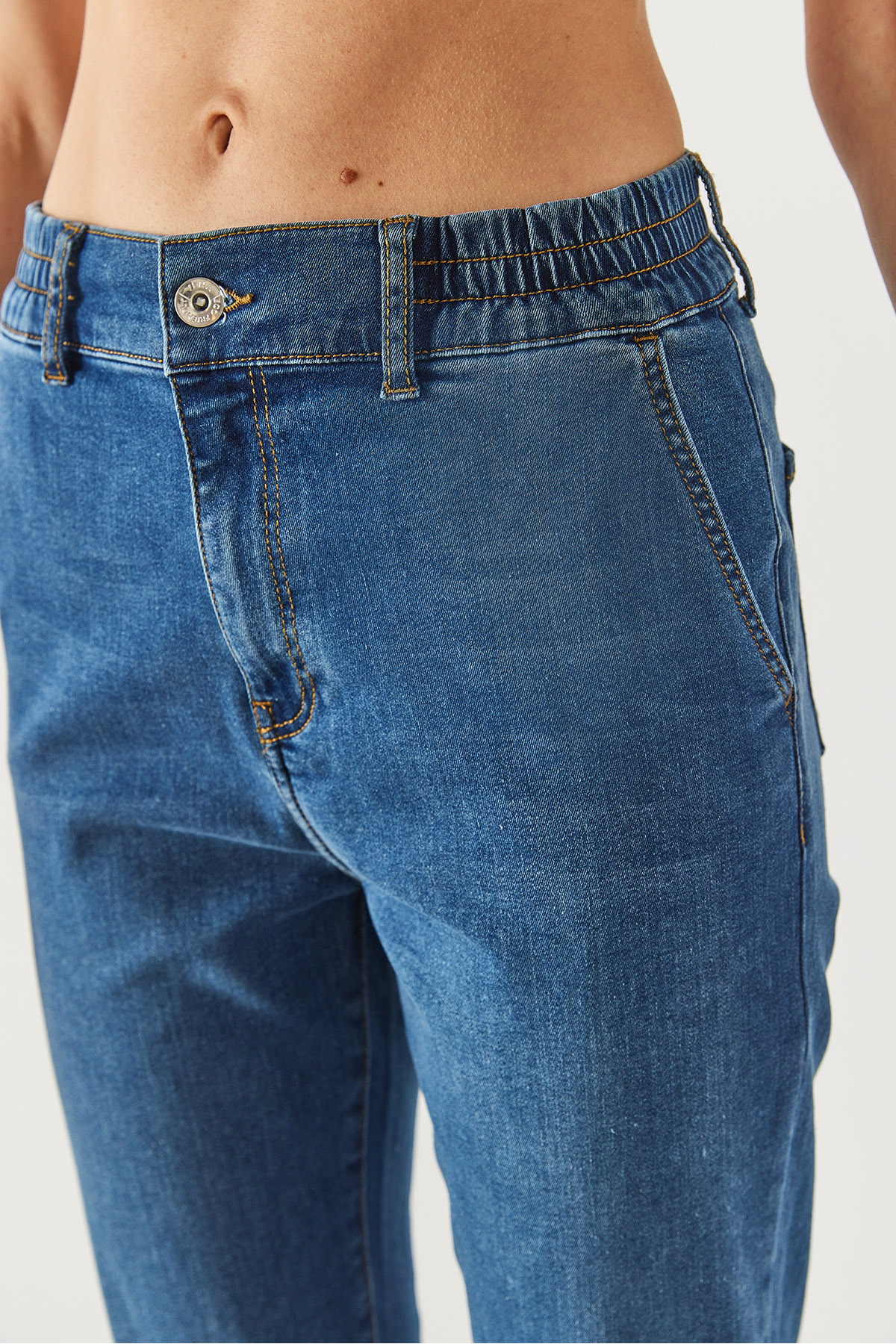 VENA  Kadın Norah Dark Blue Beli Lastikli Jean Pantolon - Dark Blue - Görsel 5