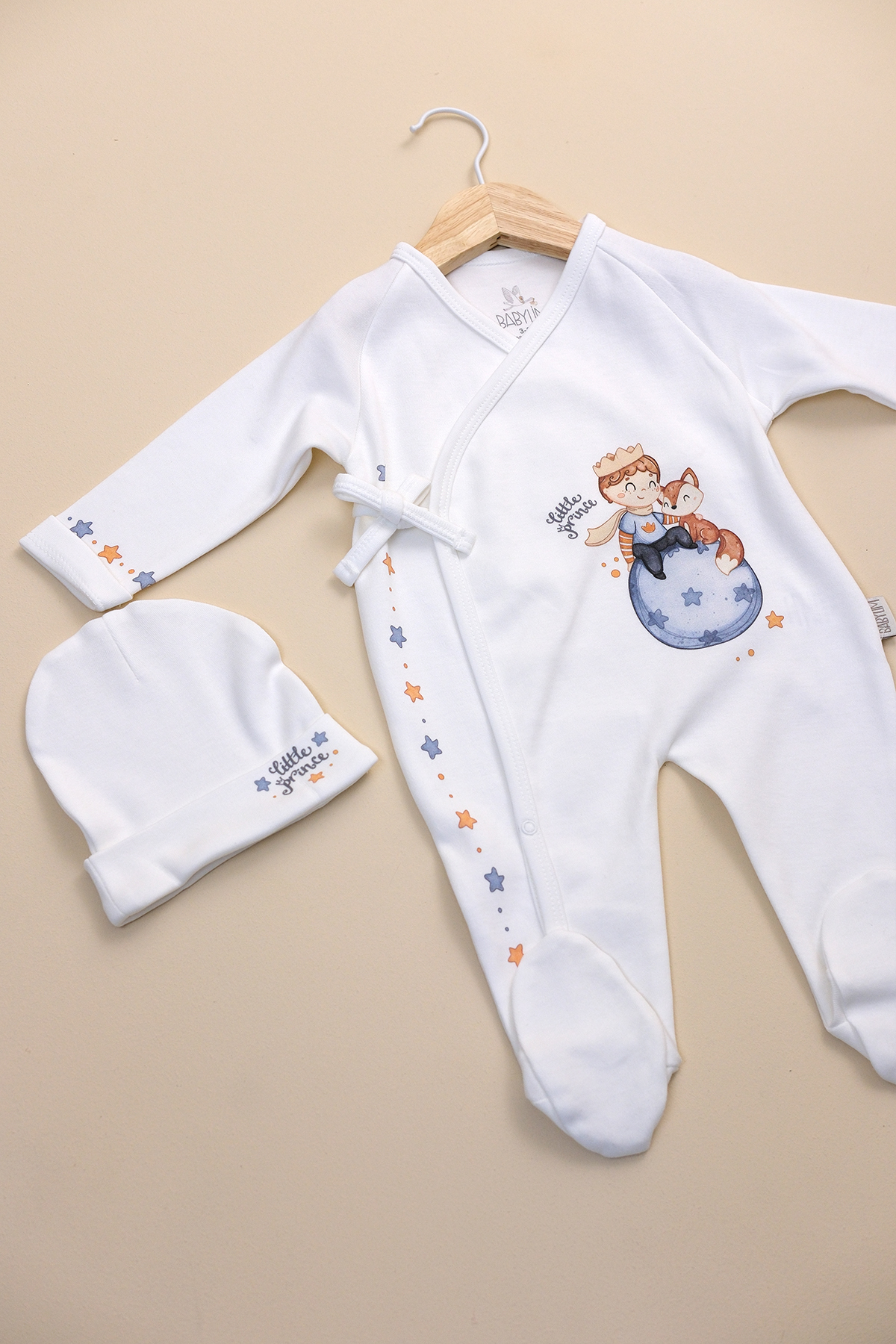 BABYLİM Küçük Prens Kruvaze Tulum Seti %100 Pamuk Erkek Bebek fotoğrafı 3 (önizleme)