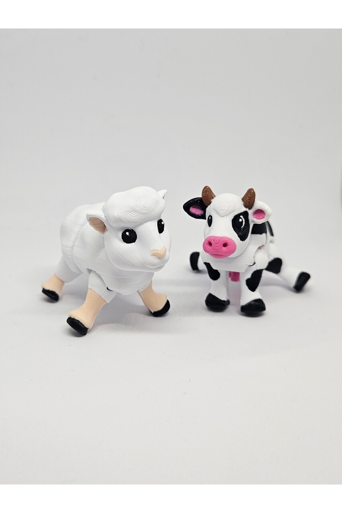 AysbiStudio Minik Sevimli Hayvan Koyun ve İnek 2'li Oyuncak – Flexi Oyuncak +4 Yaş