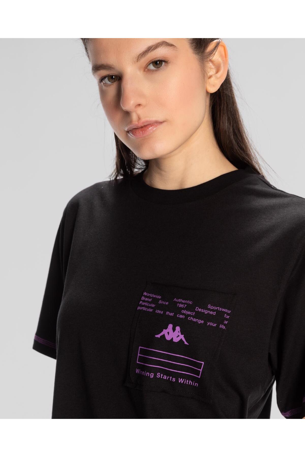 Kappa Authentic Kage T-Shirt Kadın Siyah Regular Tişört görsel 3