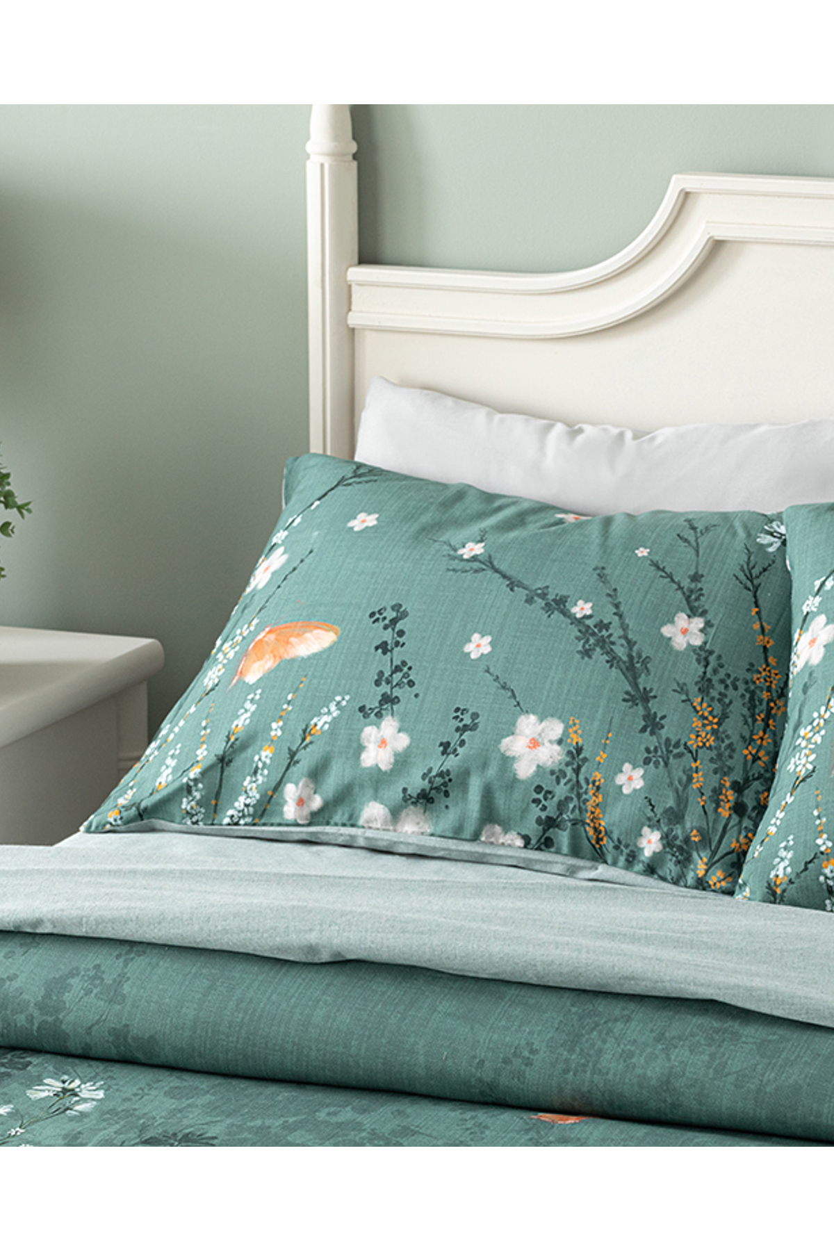 English Home Sweet Spring Dijital Baskılı Çift Taraflı Çift Kişilik Nevresim Takımı Yeşil fotoğrafı 2 (önizleme)