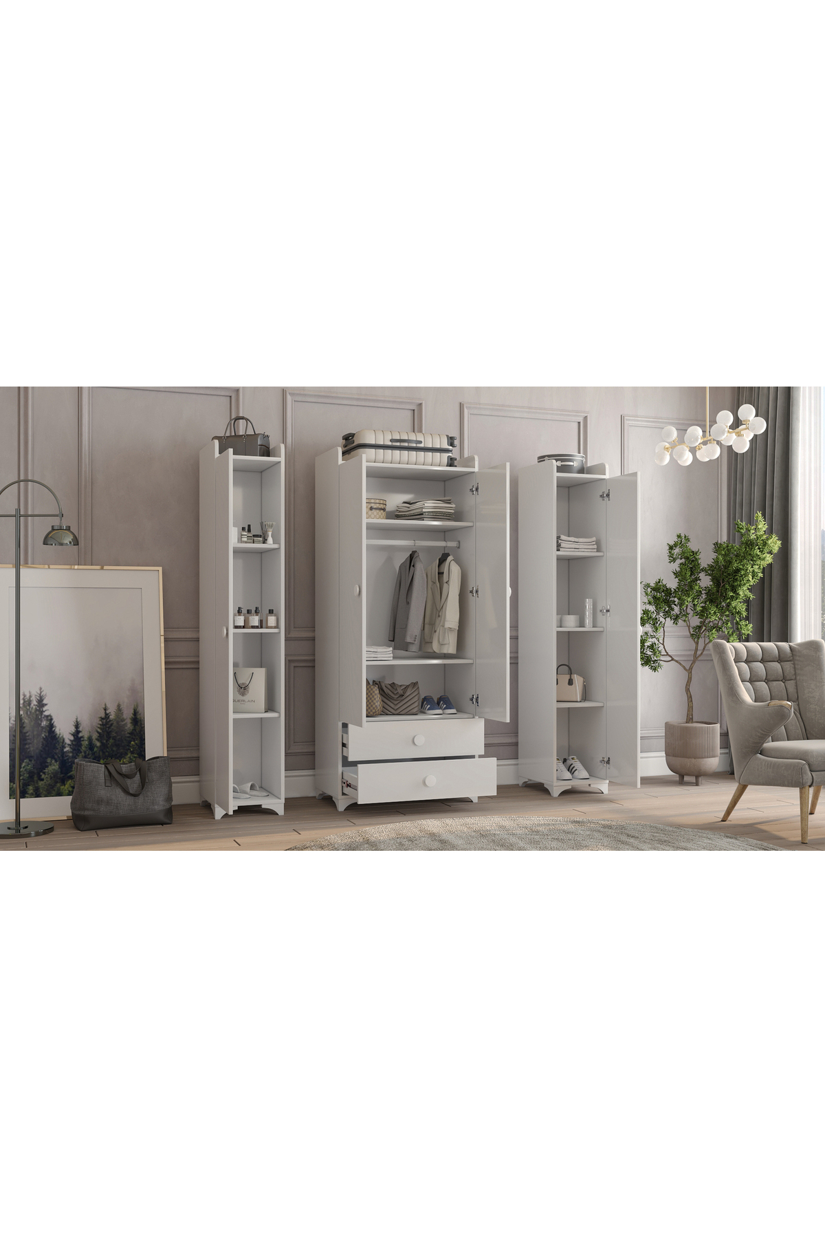 PATİKO SWİNG BDLP 050 4 KAPILI DOLAP BEYAZ fotoğrafı 2 (önizleme)