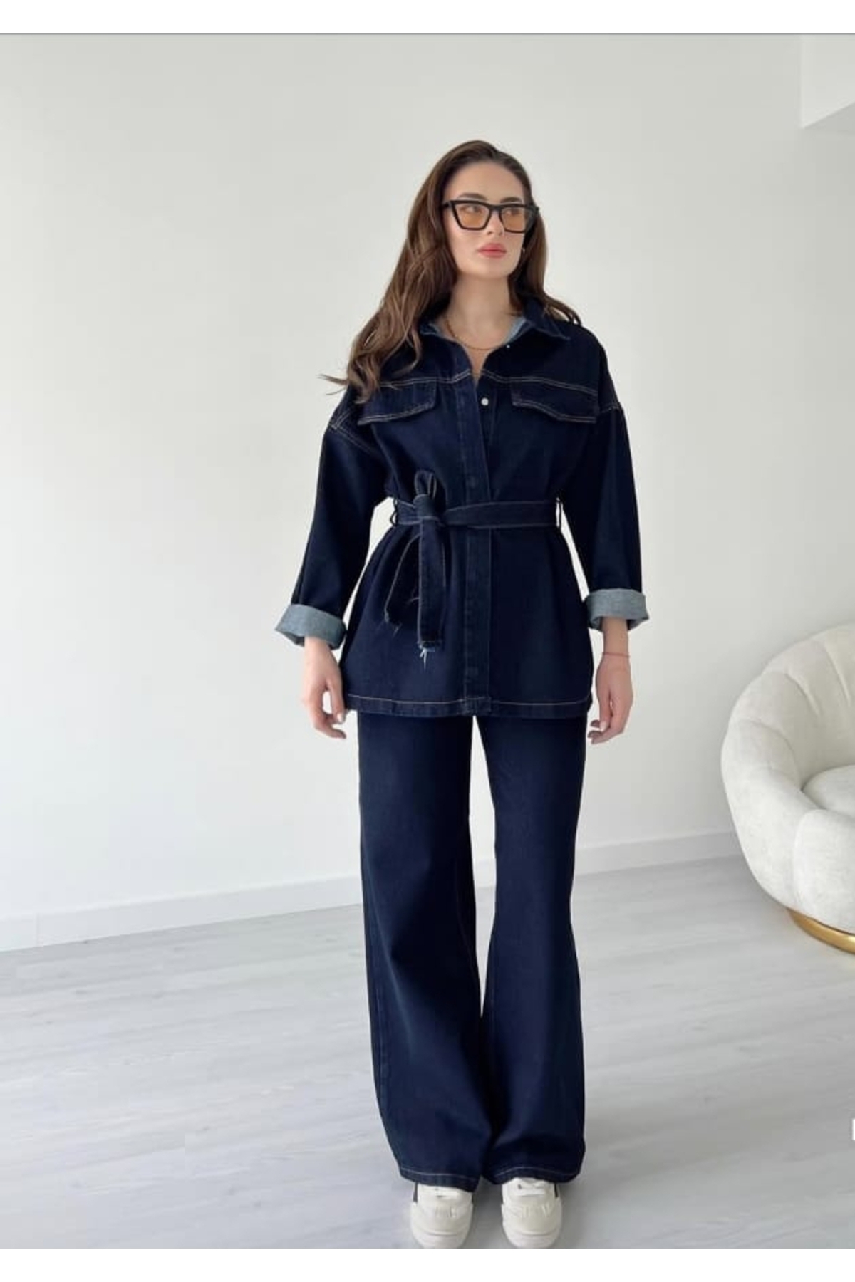 Pocket Detailed Tied Pants Jacket Set New Season