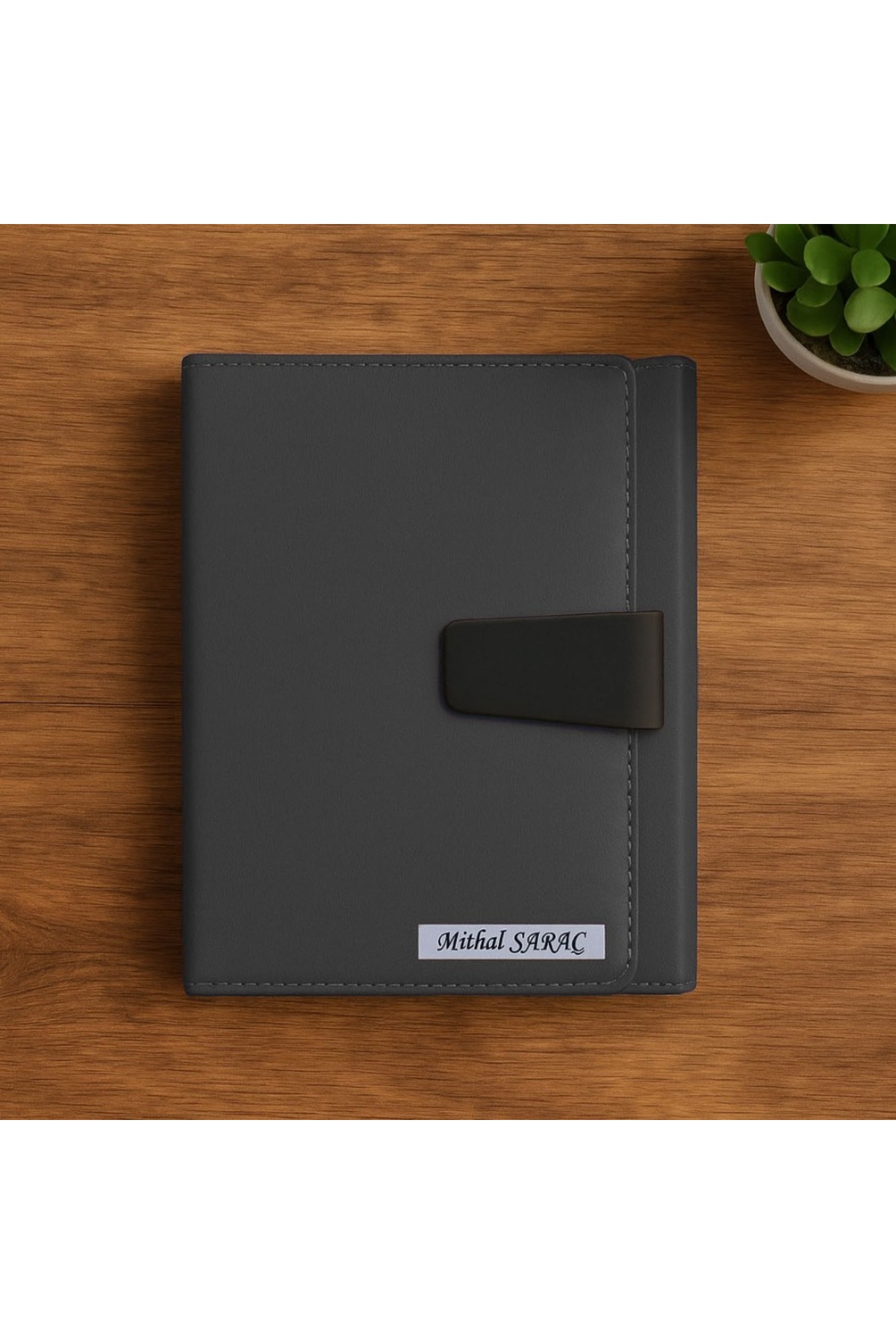 promosyon denizi Isme Özel Mıknatıs Kilitli Antrasit Organizer