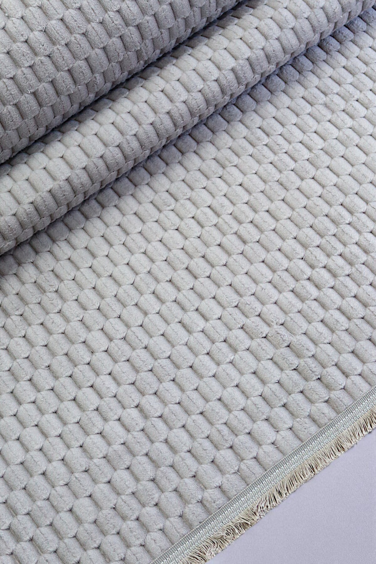 merino FRINGED nexus Non-Slip Based Cut Embossed Living Room Corridor Kitchen Washable Grey