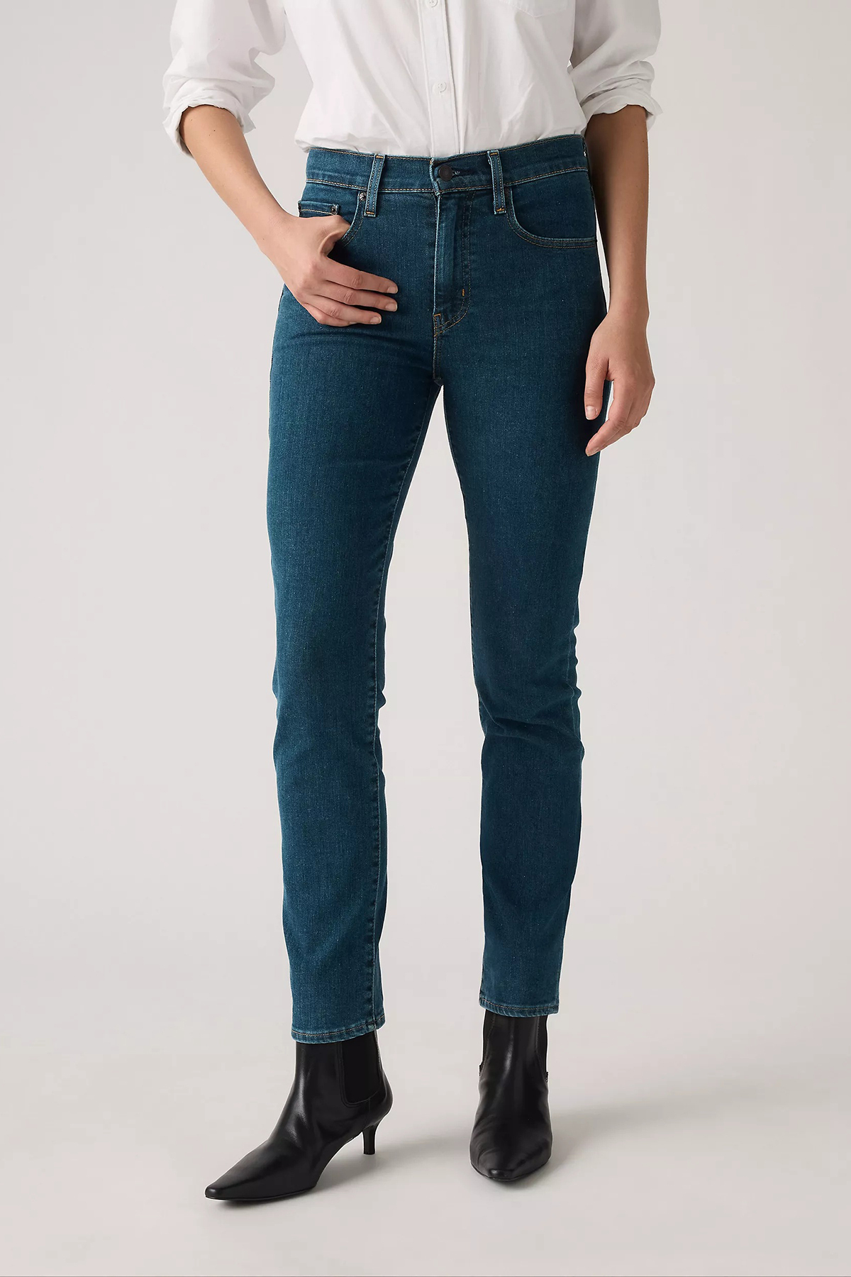 724 Pamuklu Slim Fit Yüksek Bel Düz Paça Jeans KOT PANTOLON 18883