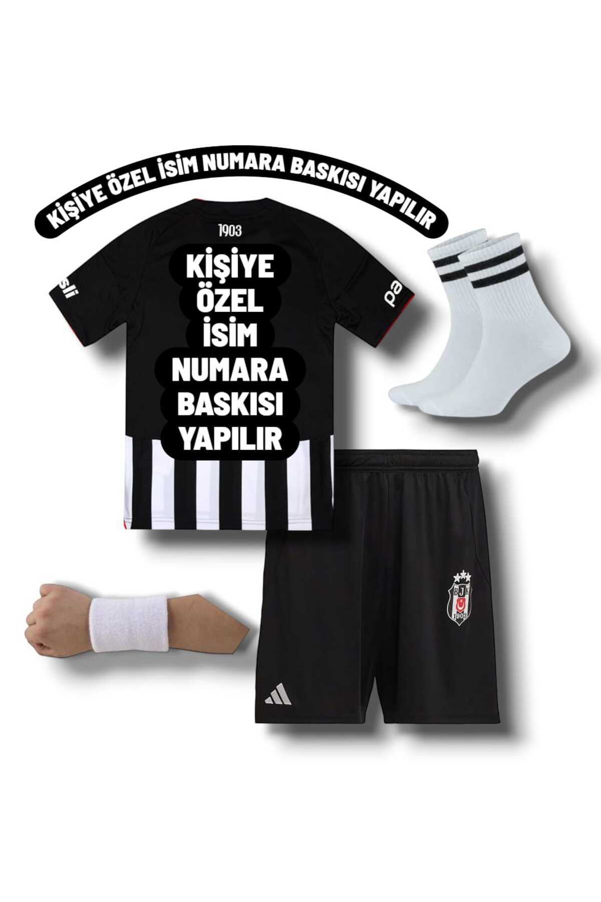 Atlas Kişiye Özel İsim Ve Numara Baskılı Bêşiktâş 2026 Siyah Beyaz Çocuk Futbol Forması 4'Lü Seti