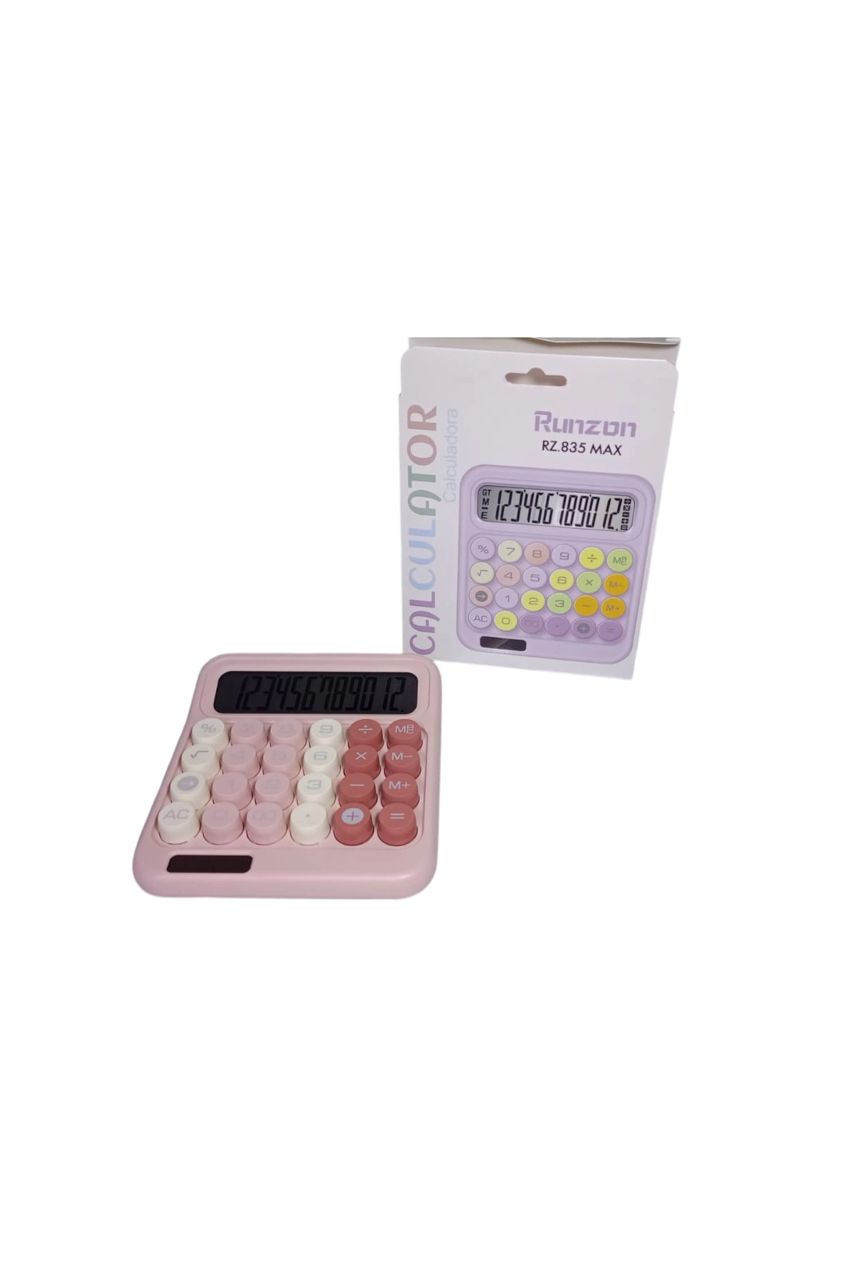 runzon PEMBE 12 HANE RENKLİ YUVARLAK TUŞ TAKIMI HESAP MAKİNESİ