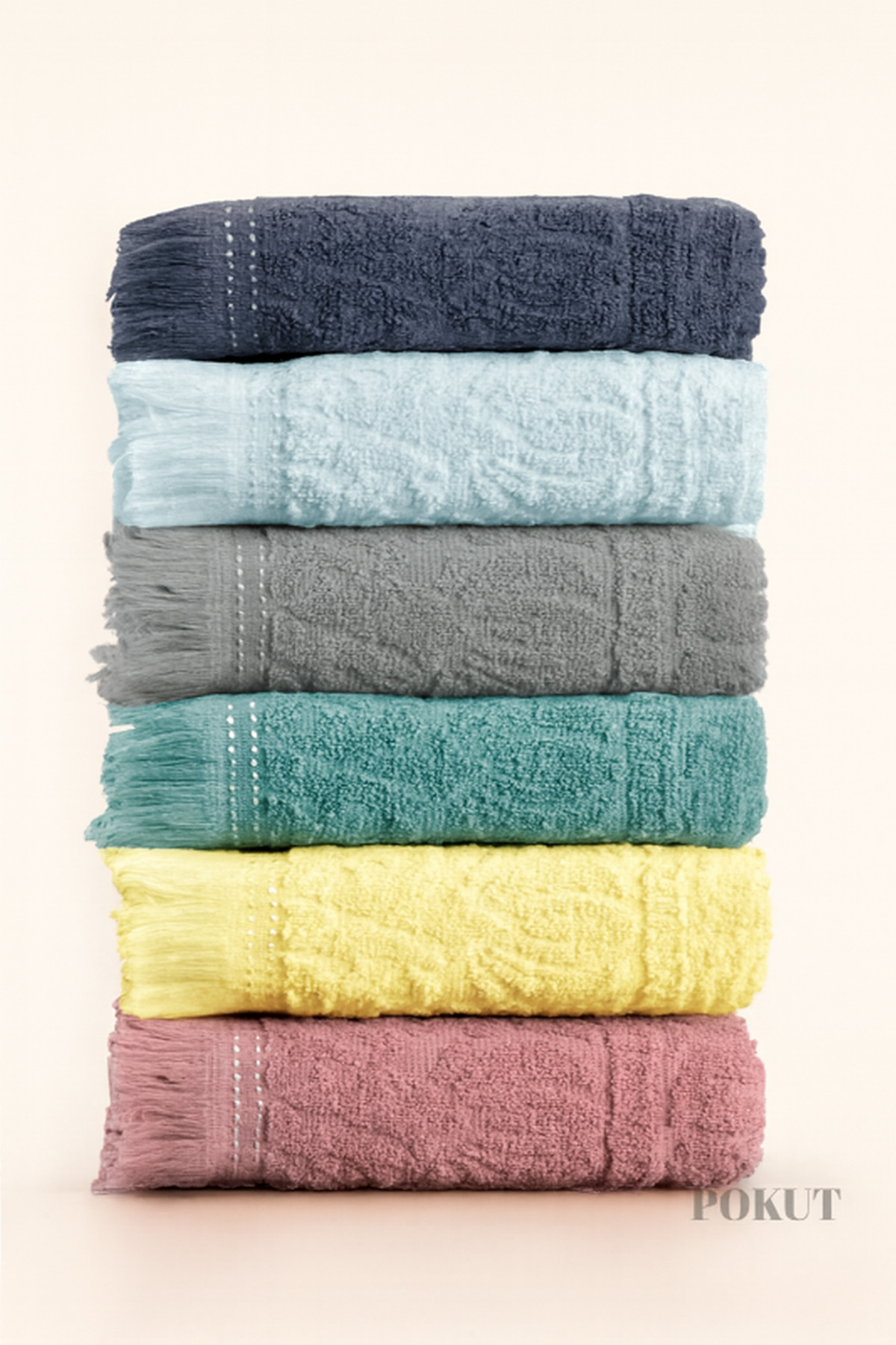 POKUT Renkli 6’lı Pamuklu Mutfak Havlusu | 30x50 cm | Yumuşak Dokulu, Emici Kurulama ve El Bezi Seti