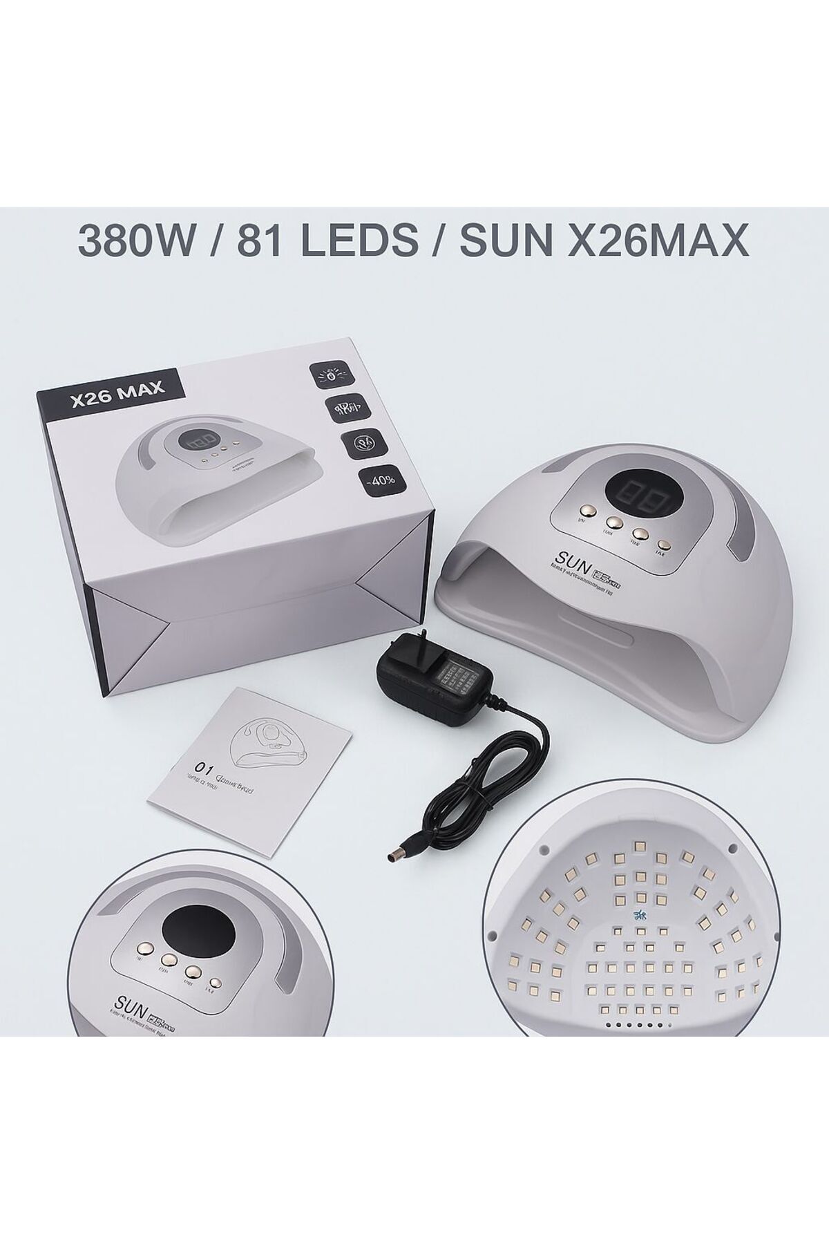SUN X 26 UV LED TIRNAK KURUTUCU 380 W 81 UV LED PROTEZ TIRNAK KALICI OJE KURUTMA MAKİNESİ — FN-494 — تصویر 2 از 8