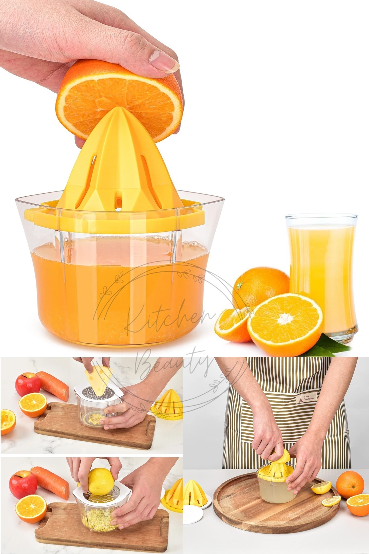 Kitchen Beauty 4'ü Bir arada 4 Parça Ölçü Kablı Rendeli Limon ve Portakal Sıkacağı / Ölçü kabı