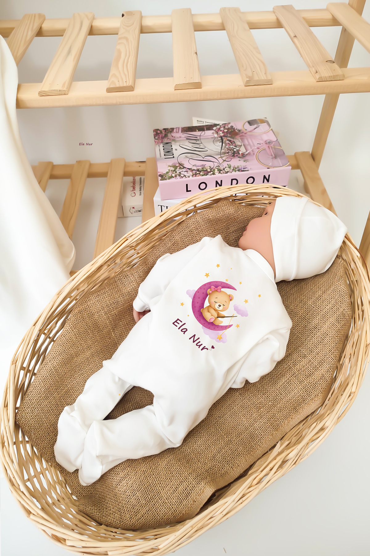 Sitilin Kız Bebek %100 Pamuk Organik Baskılı İsimli Hastane Çıkışı Yenidoğan İsme Özel Fırça Hediyelik Seti fotoğrafı 5 (önizleme)