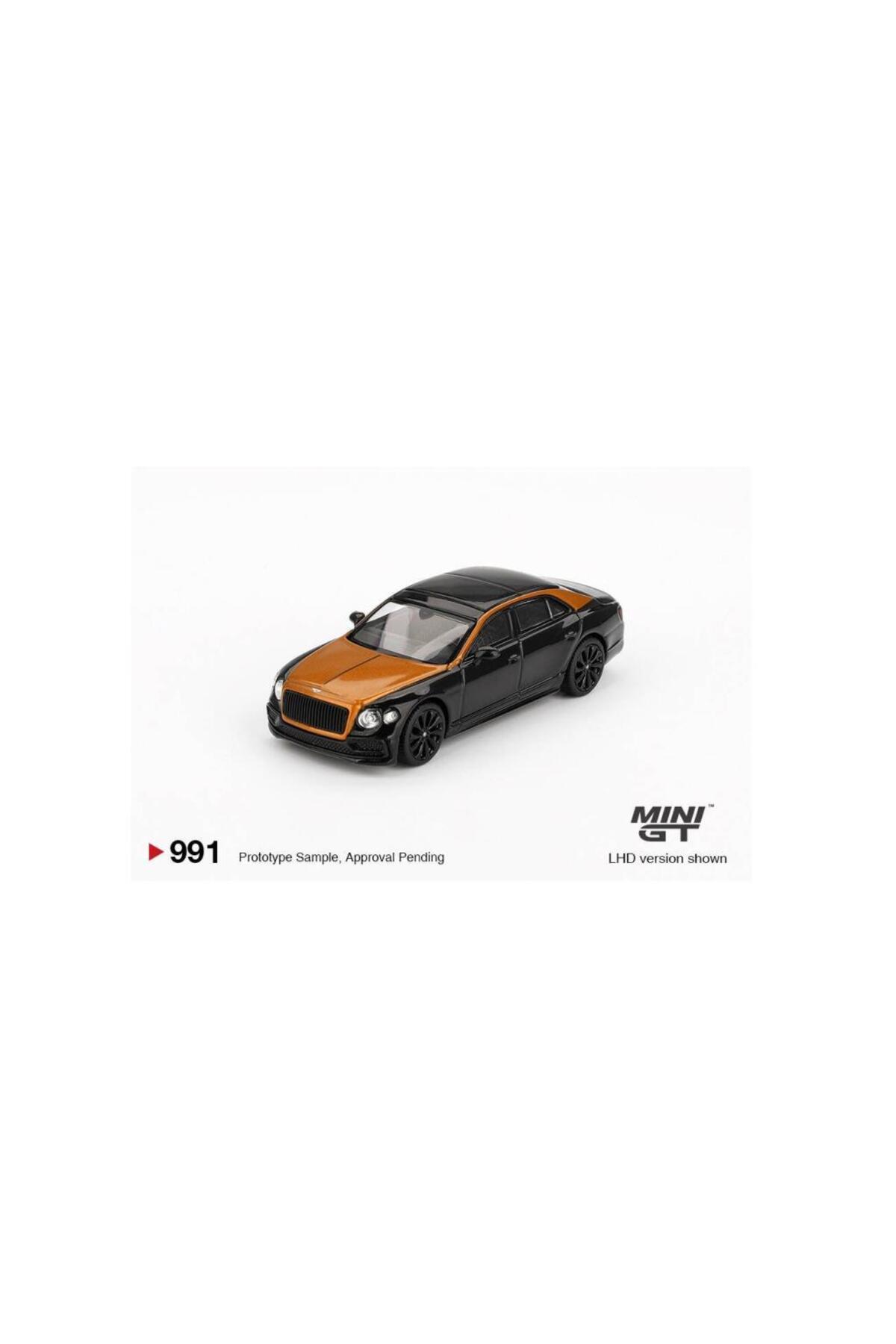 BENTLEY フィギュア付きピンバッチ付き mini gt Bentley Flying Spur Orange Flame / Onyx 1/64 Model Araba