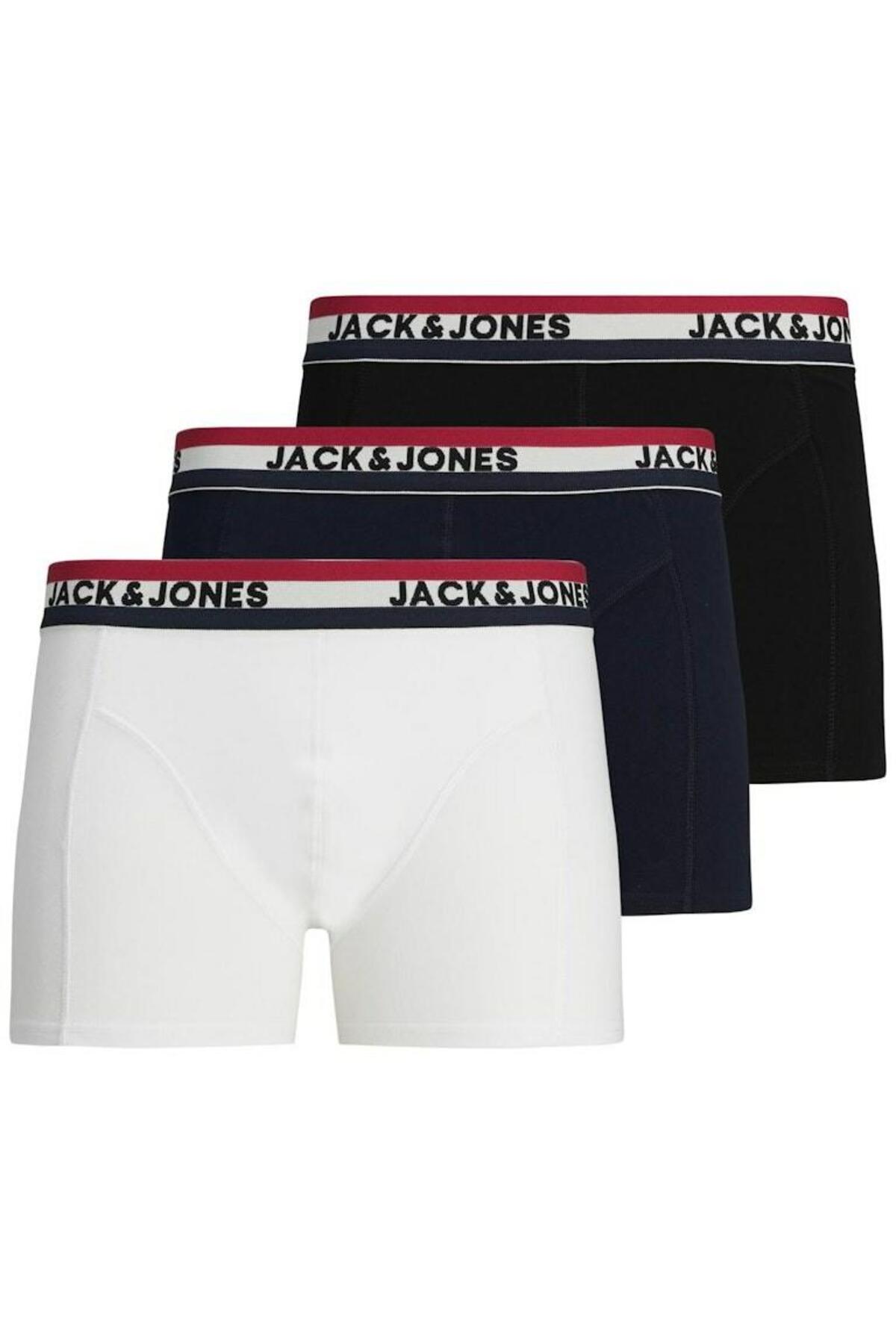 شورت بوکس مردانه جک جونز مدل کمر بند دار بسته 3 عددی کد 12171265 جک اند جونز باکسر Jack & Jones