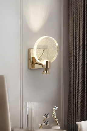 burenze Modern Luxury Kristal Taşlı Led Aplik French Gold Sarı Elektrikli Aplik