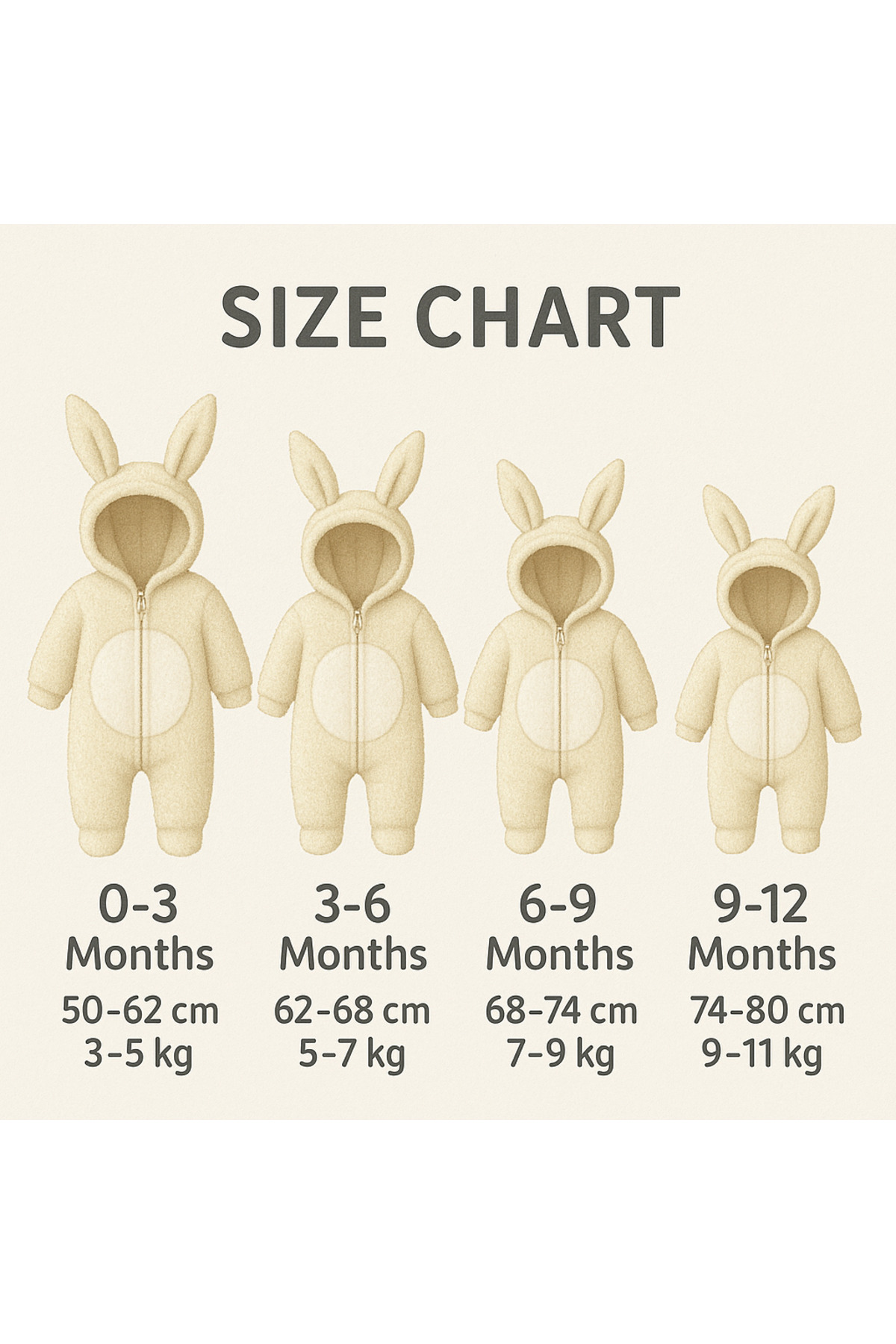 AKİ MODA KİDS Tavşan kulaklı welsoft kapüşonlu kışlık unısex 0-12 ay tulum 1 beden büyük alınız fotoğrafı 3 (önizleme)