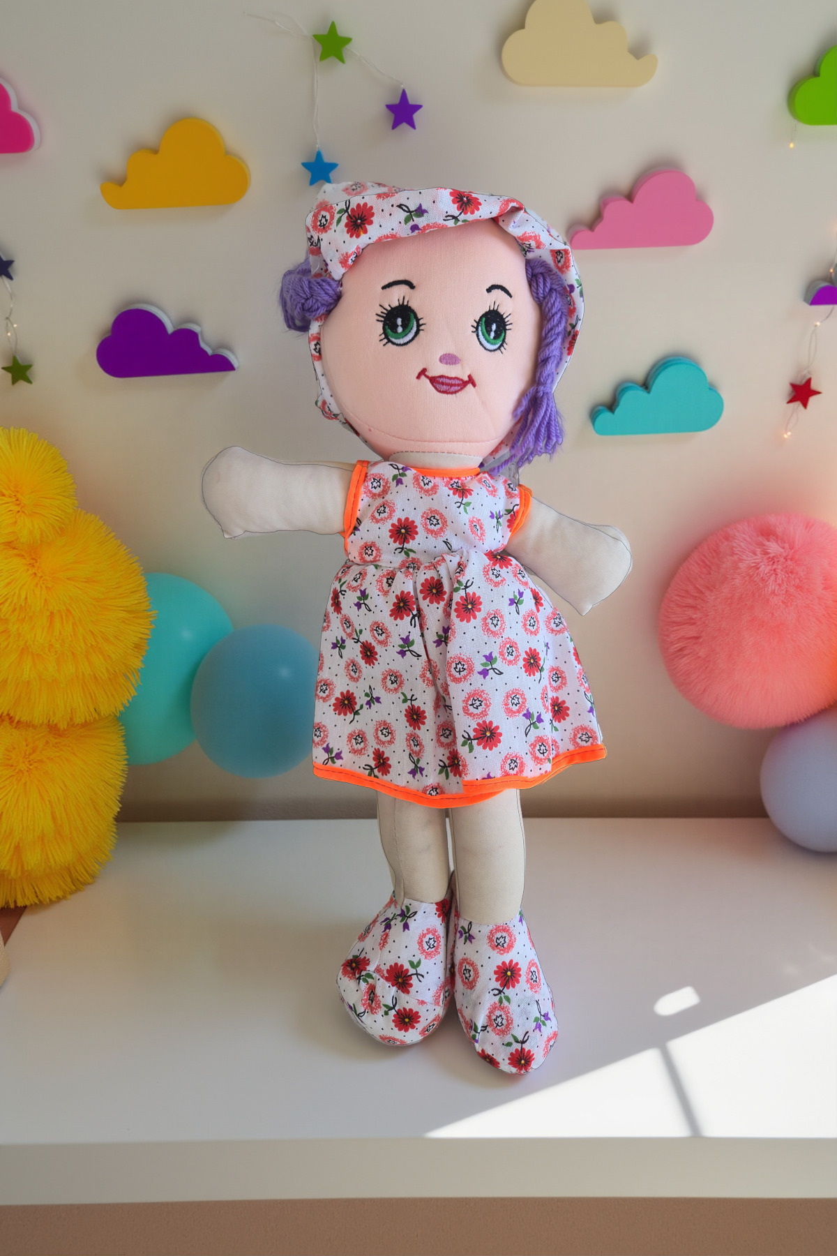 Foto Yiğit Kız Çocuk Oyuncak Bebekler Sarı Elbiseli 50cm Oyuncak Bez Bebek Çok Renkll Eğitici Oyuncak Bebek fotoğrafı 7 (önizleme)
