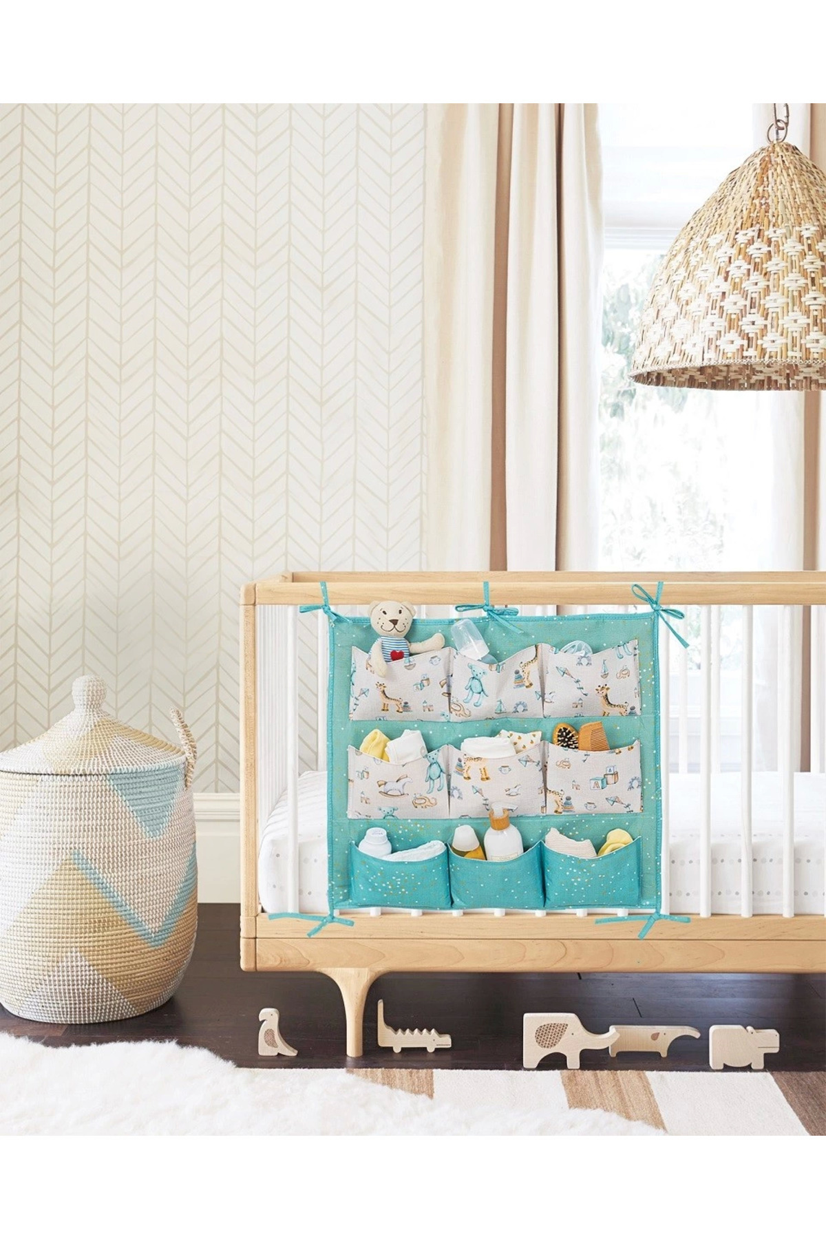 TeknoKesgin Baby 9 Cepli Bağlamalı Beşik Kenarı Düzenleyici (yeşil)