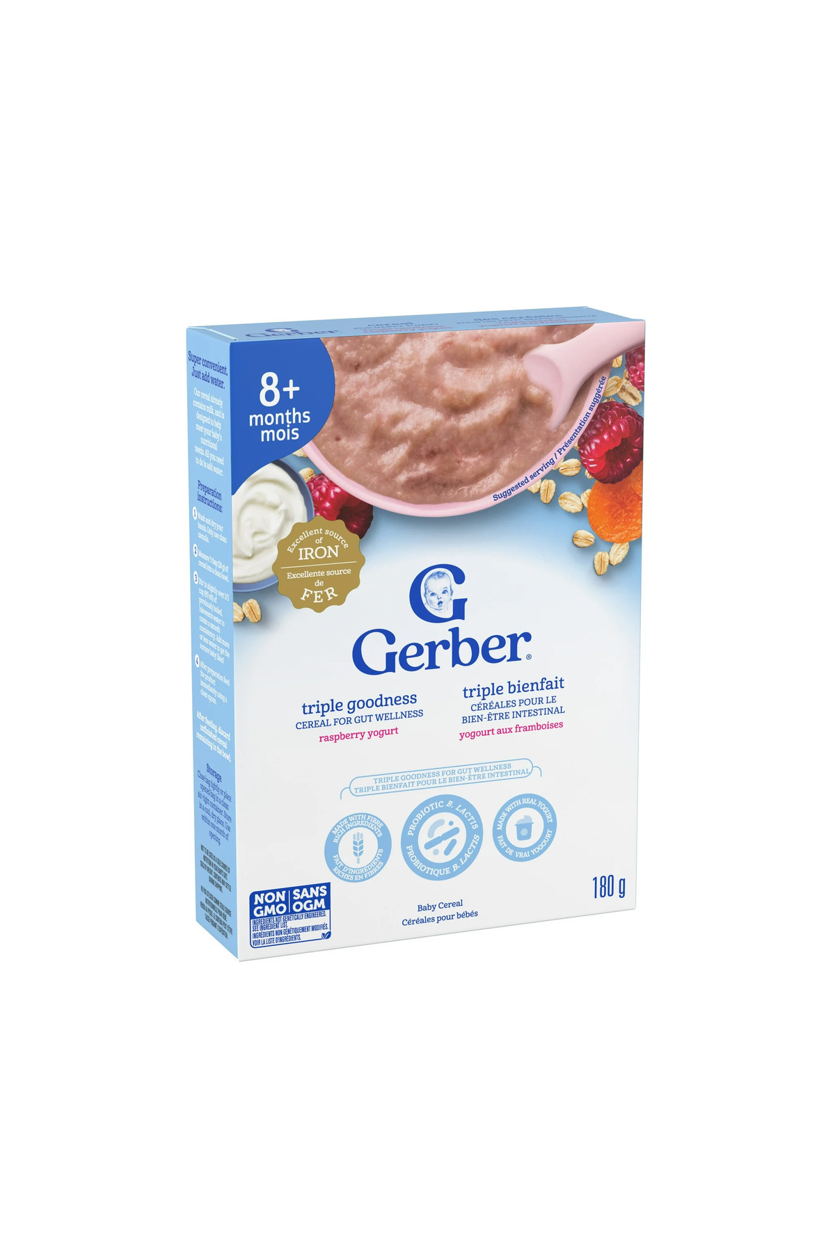 GERBER Triple Goodness- Probiotic Frambuazlı Yoğurtlu Kaşık Maması 180 Gr- 8. aydan itibaren- 3.aşama