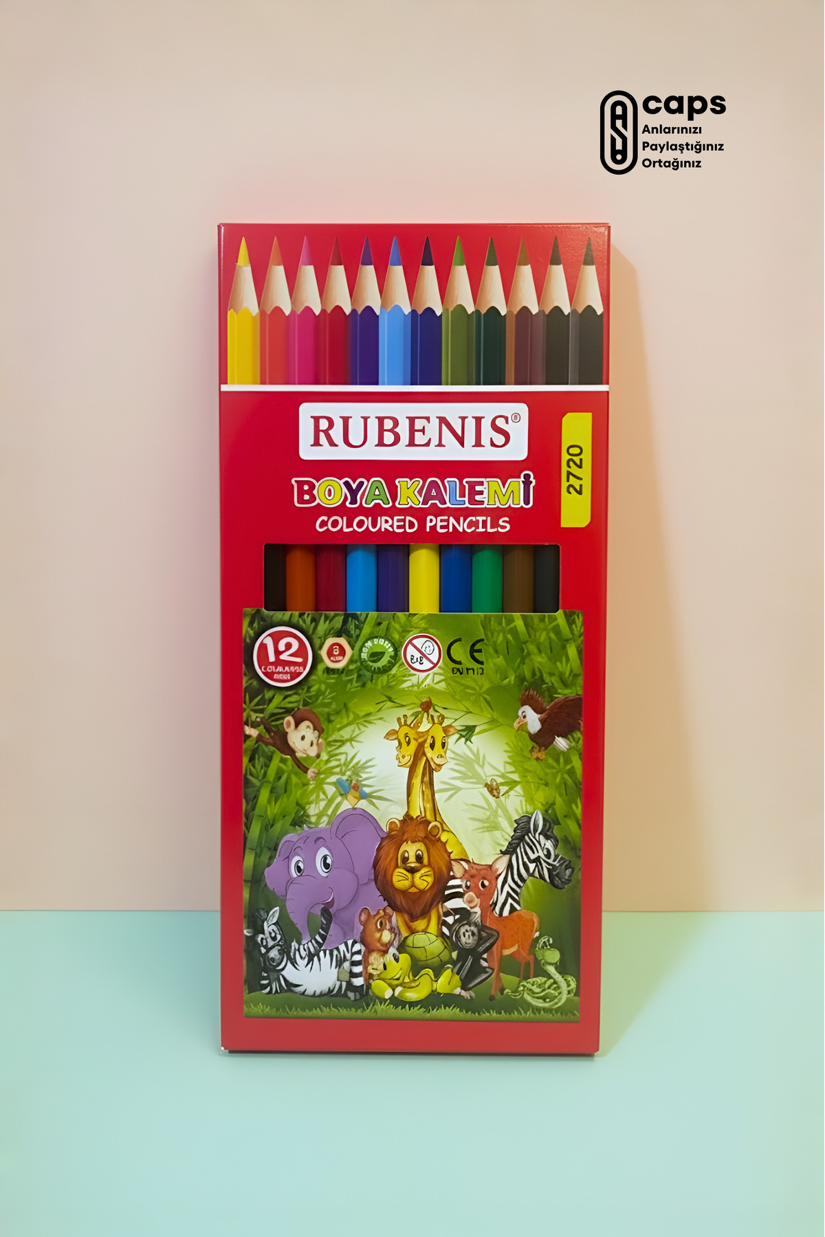 caps office 12 Adet Renkli Kuru Boya Kalem Seti – Canlı Renkler, Yumuşak Uç, Kolay Boyama