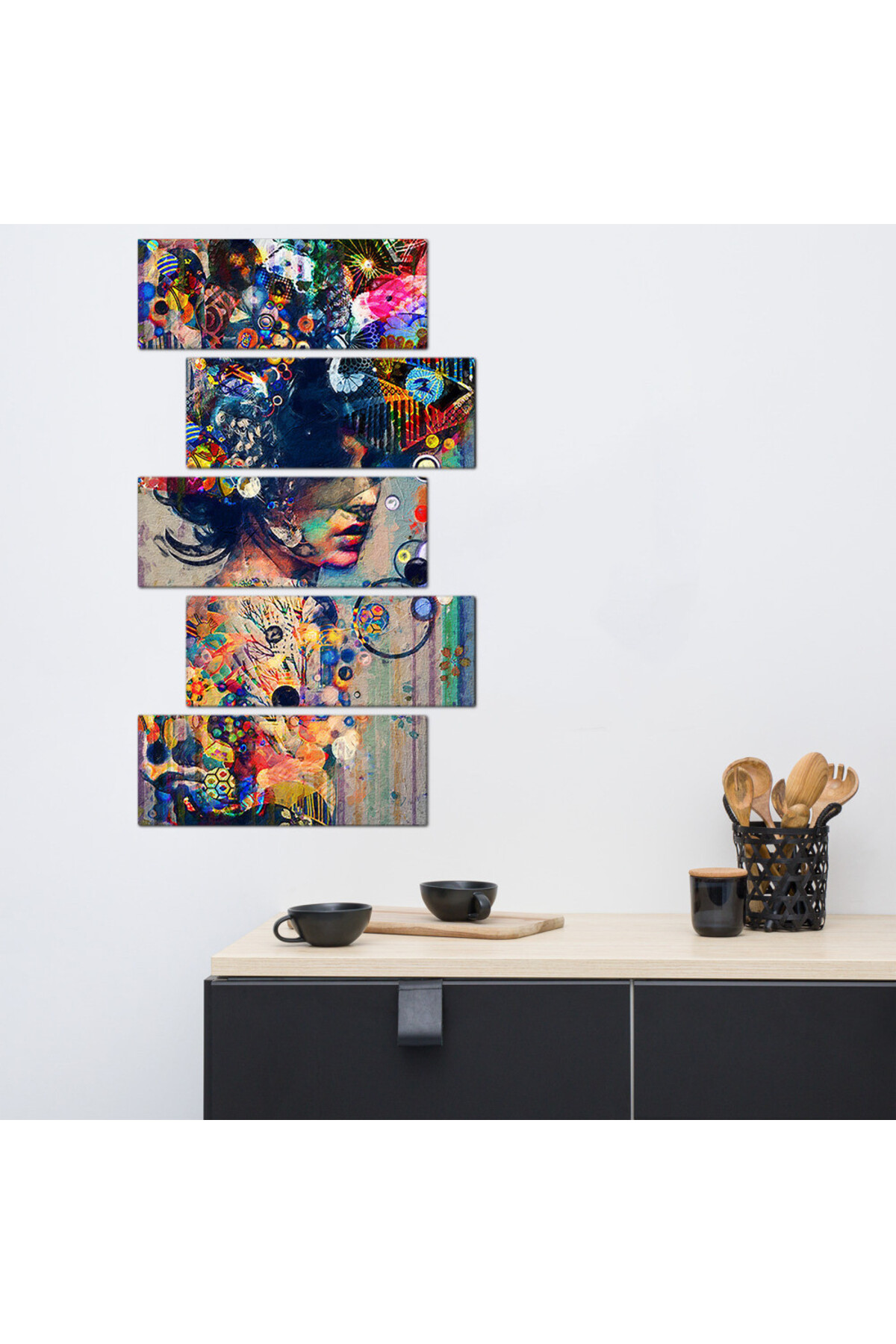 Generic Wall painting - Woman drawing, abstract art - 30041 - divided ...