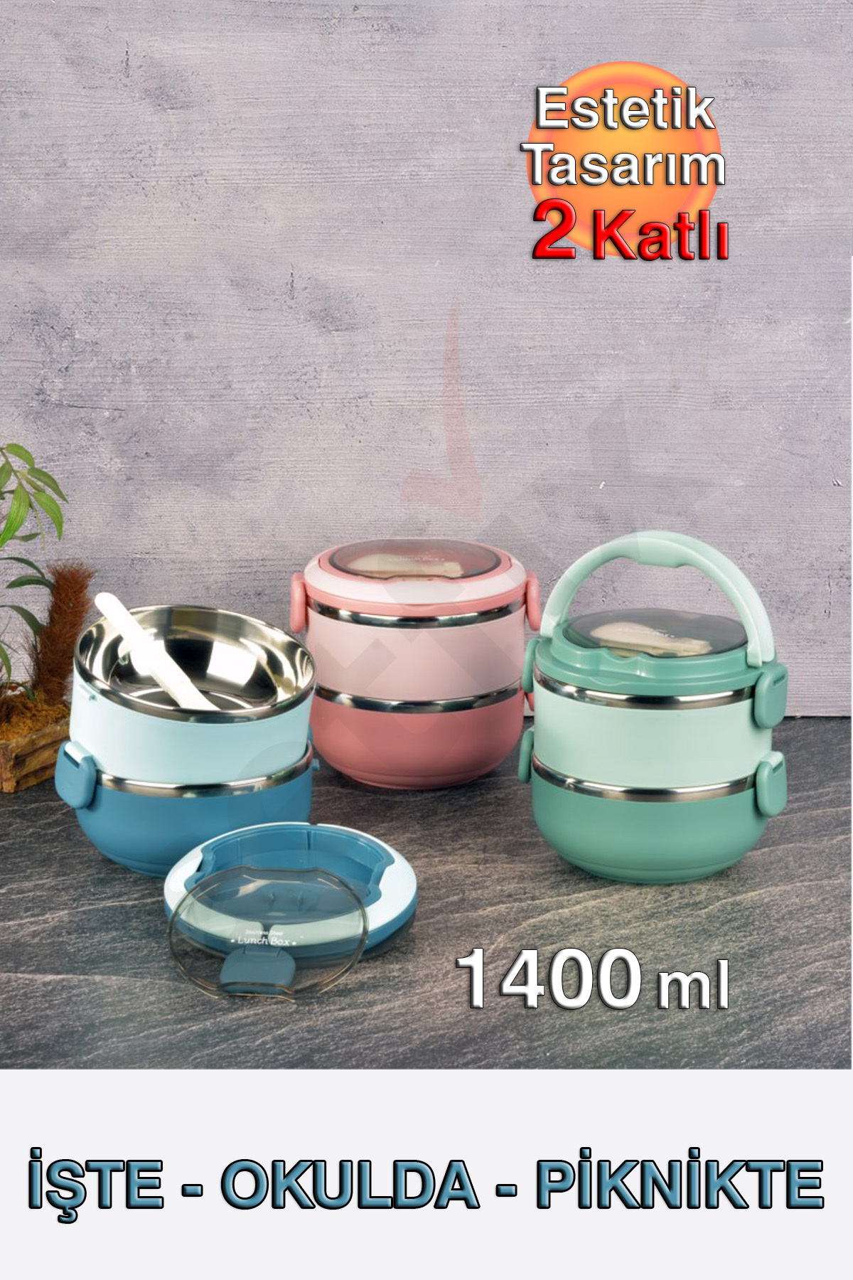 Tohana Çelik Yemek Kabı - 2 Katlı - 1400ml - Fiyatı, Yorumları