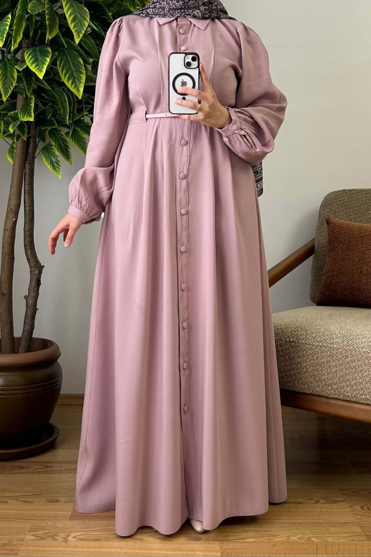 NeeŞ Moda Düğmeli Modal Elbise