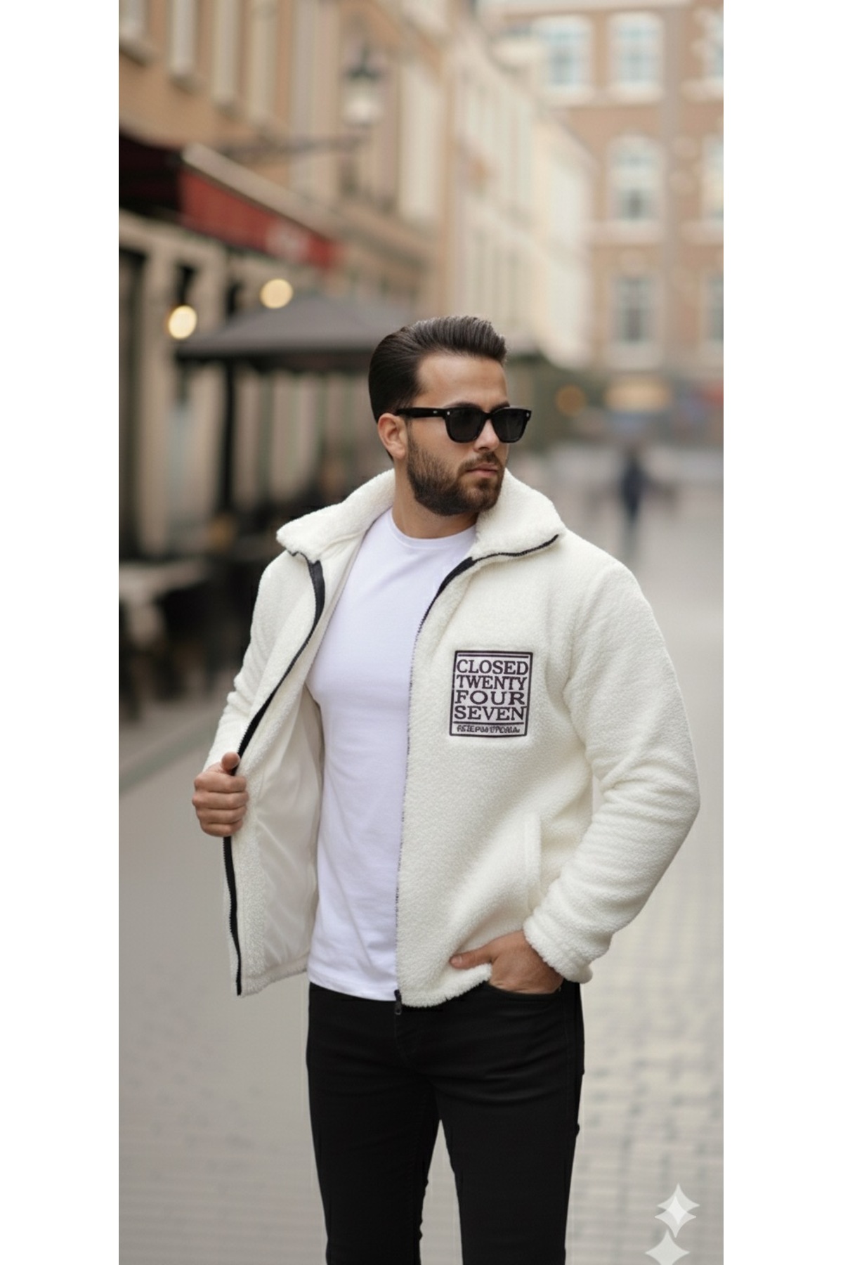 Minharir  Erkek Siyah Fermuarlı Peluş Ceket – Yumuşak Doku, Soğuk Hava Dostu - Görsel 2