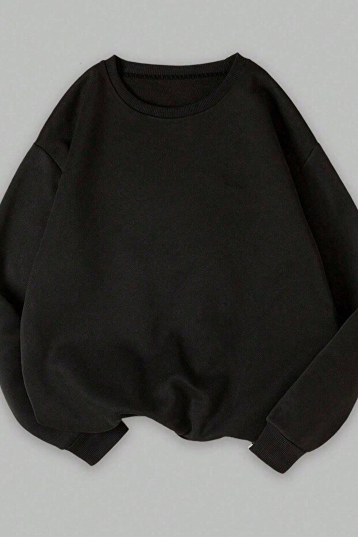 Genel Markalar  Unisex 3'lü Lacivert Gri Siyah Bisiklet Yaka Oversize Sweatshirt - Görsel 3