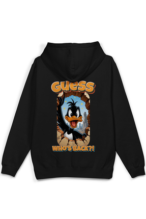 Overoz Who's Back Sırt Baskılı Kapüşonlu Yarı Oversize Sweatshirt Siyah Hoodi...