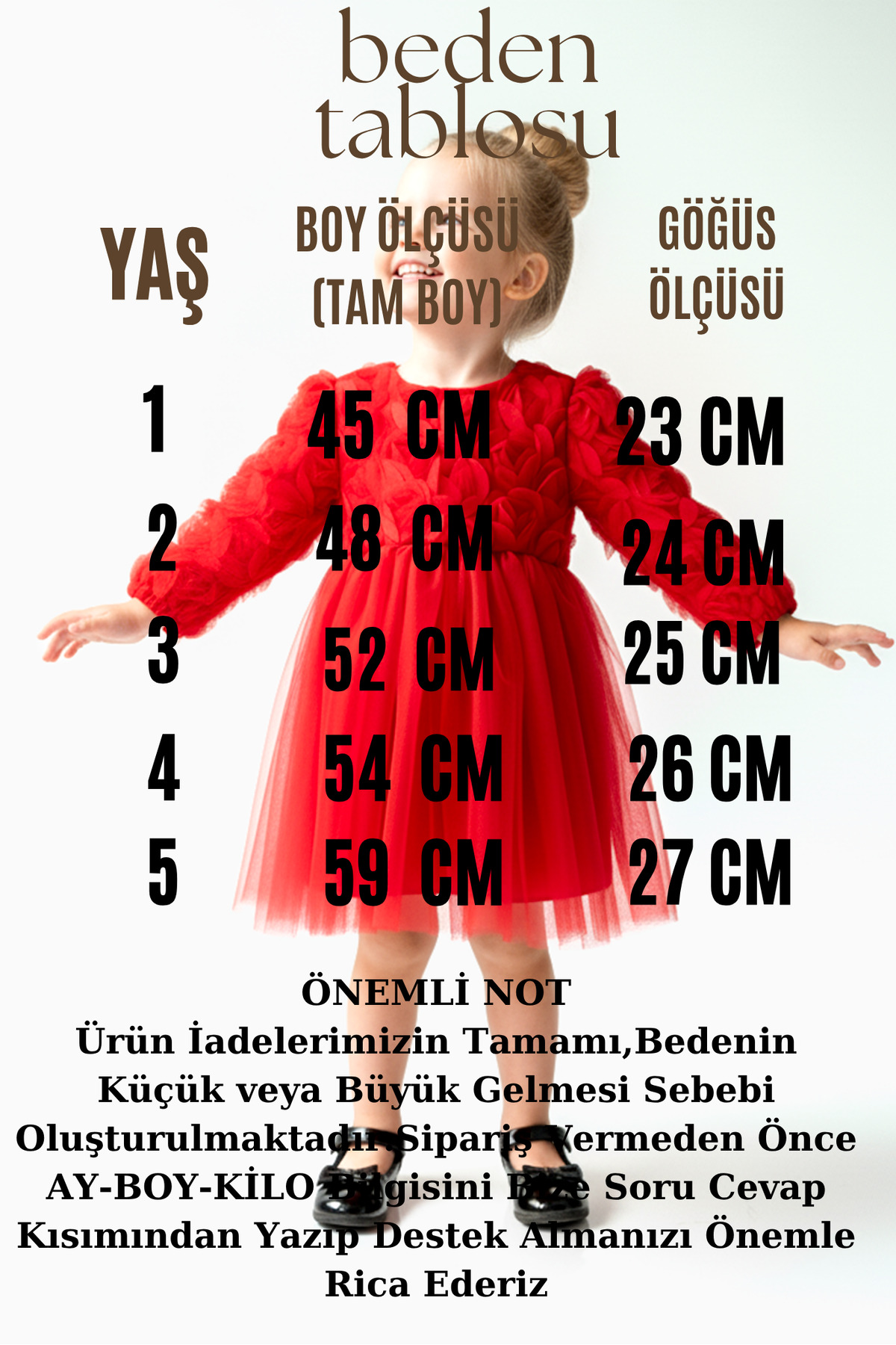 Kız Bebek Kız Çocuk Doğum Günü Parti Düğün Elbise Uzunkollu Güllü Fiyonklu Tüllü Tütü Astarlı