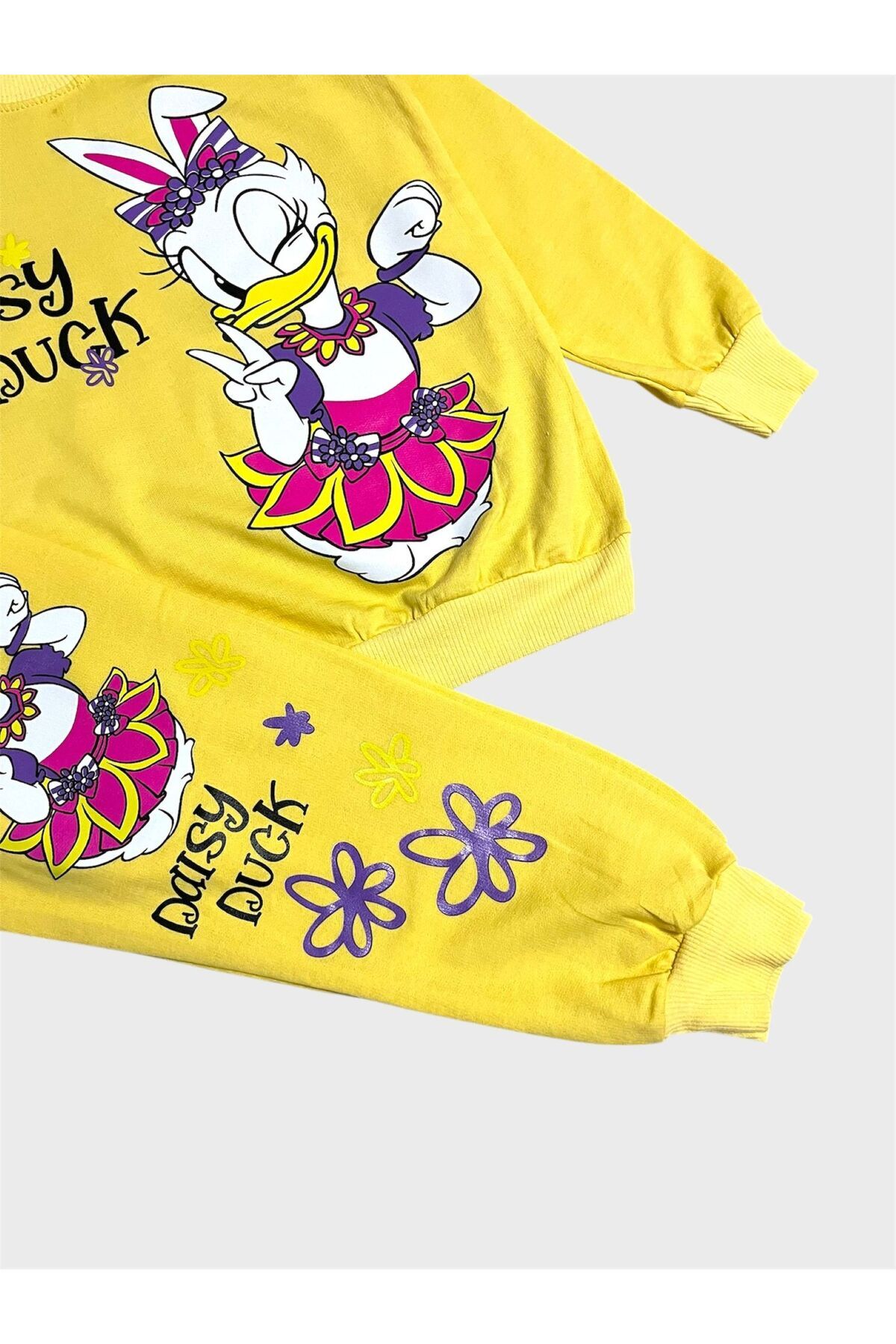 tusem butik homewear Kız Çocuk Pamuklu Sarı Sevimli Ördek Desenli Uzun Kollu Mevsimlik Pijama Takımı fotoğrafı 2 (önizleme)