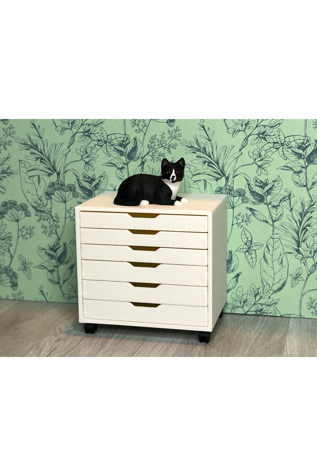 MOON SİRİUS 1/10 Ölçek Minyatür Çekmeceli Ofis Dolabı Maket-Bebek Evi Eşyası