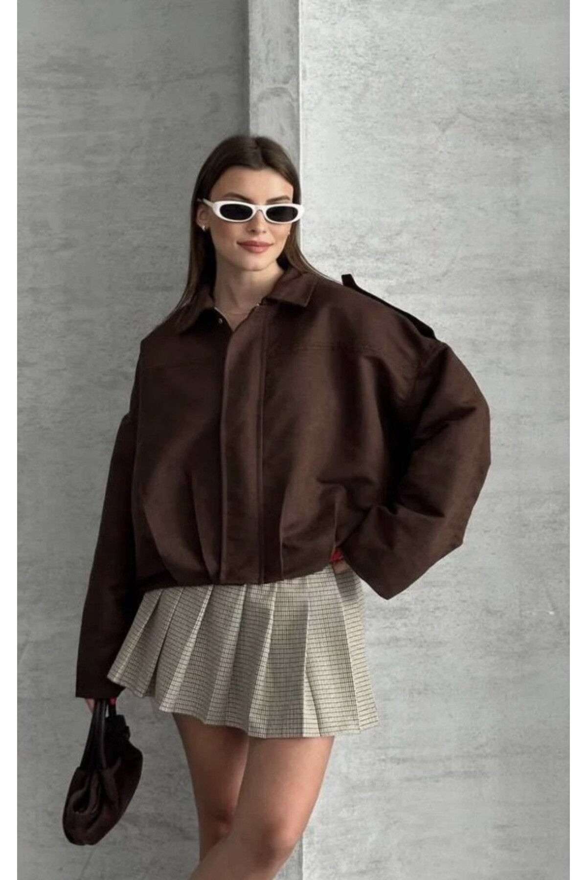 PRİFALDİ  ZR Oversize Süet Bomber Ceket - Görsel 3