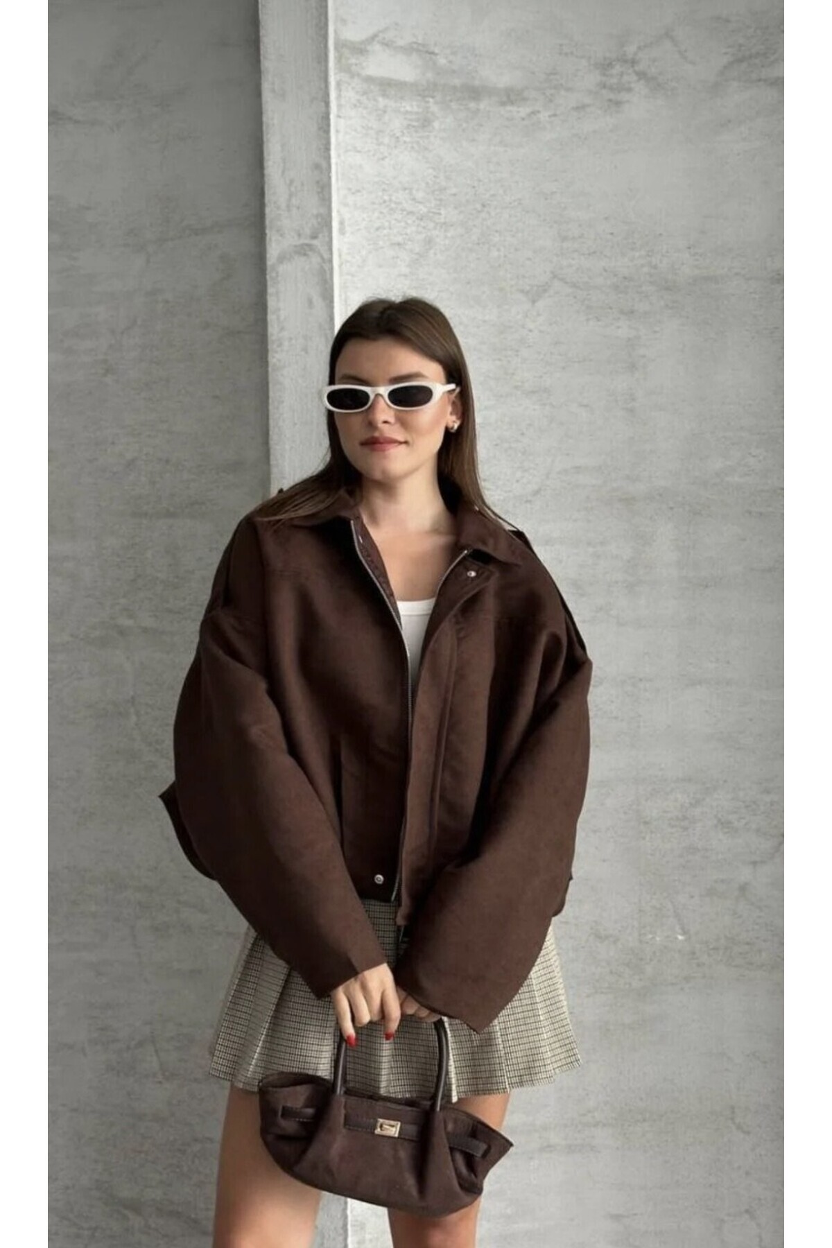 PRİFALDİ  ZR Oversize Süet Bomber Ceket - Görsel 5