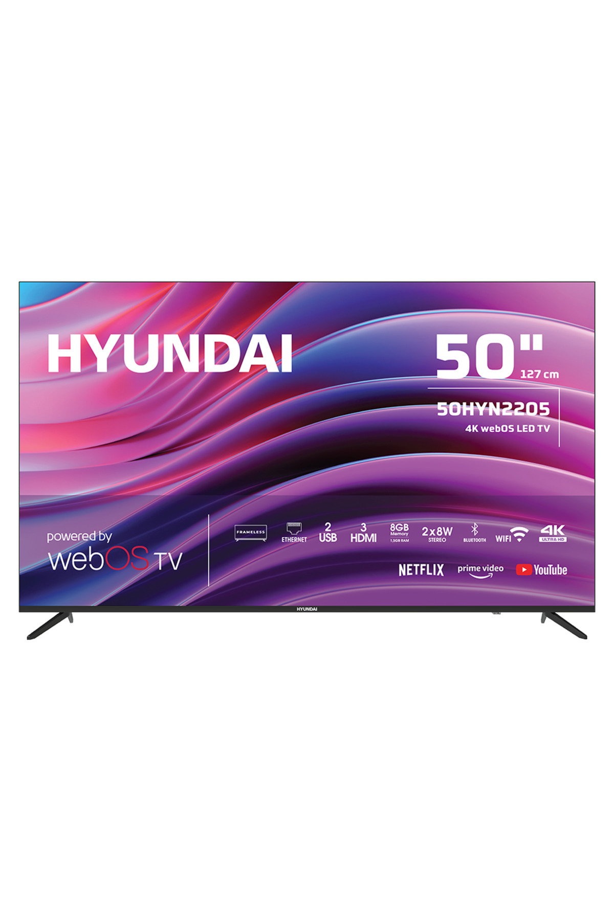 Hyundai 50HYN2205, 50&quot; 127cm, 4K Ultra HD, Dahili Wi-Fi, Dahili Uydu Alıcılı, Smart Led Televi