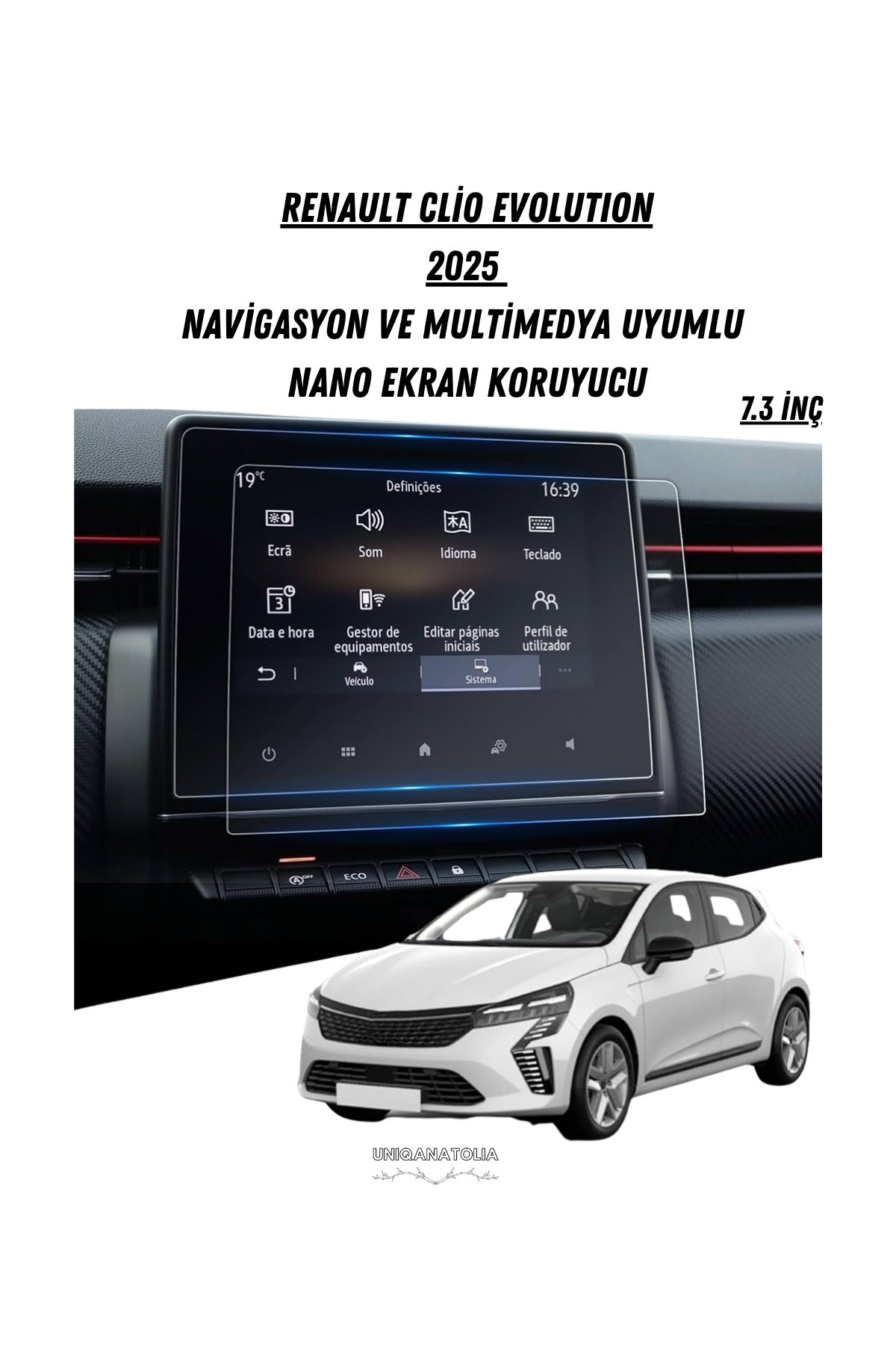 UniqAnatolia Renault Clio Evolution 2025 Navigasyon ve Multimedya Uyumlu Nano Ekran Koruyucu