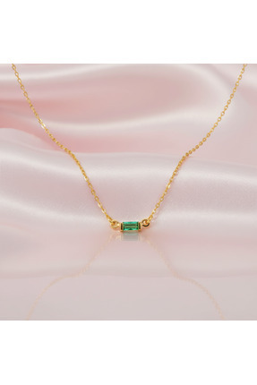 Medusa Gift 925 Ayar Gümüş Zincirli 14 Ayar Altın Kaplama Doğum Taşlı Baget K...