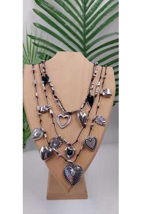 Yaseminli Butik Marka Model Silver Renk Charmlı Kolye