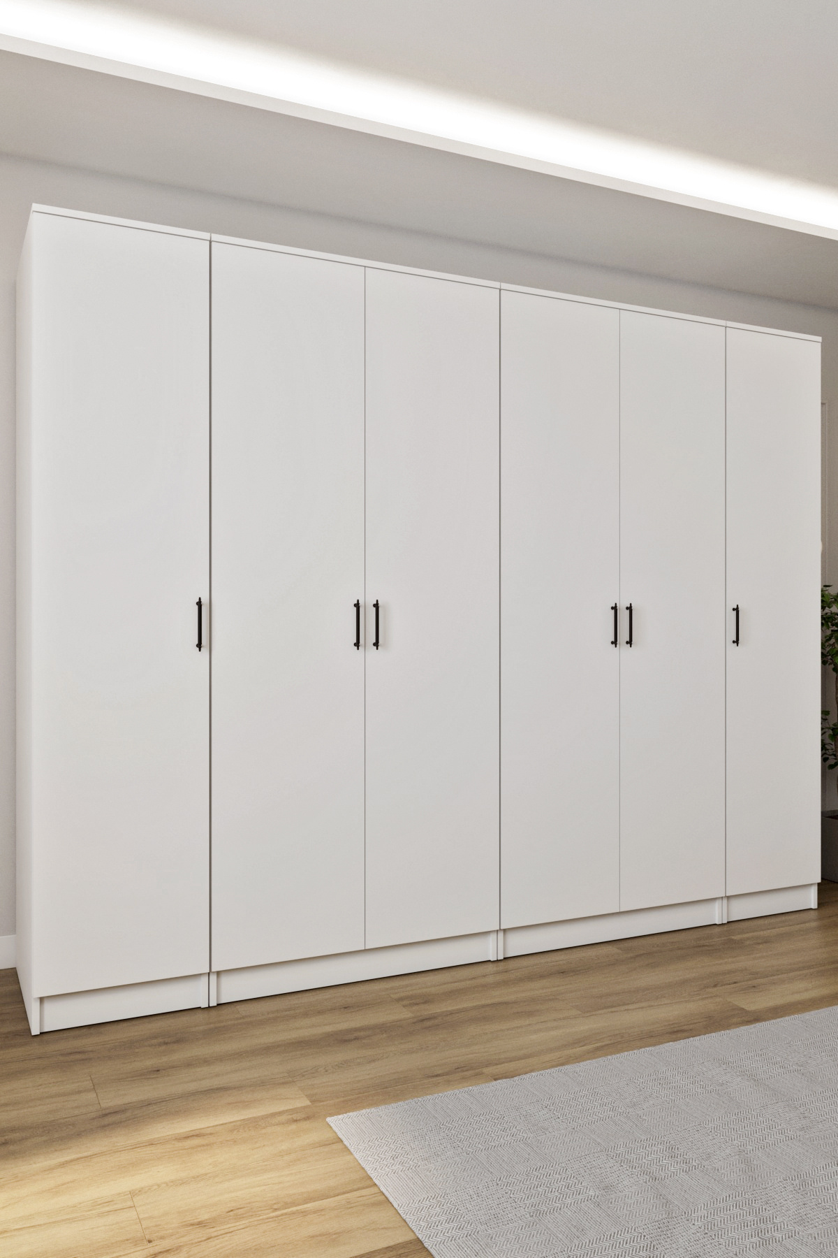 Ases Mobilya Ases ESL532 Geniş Gardırop 6 Kapaklı Derin 13 Adet Derin Raf 3 Adet Askılık