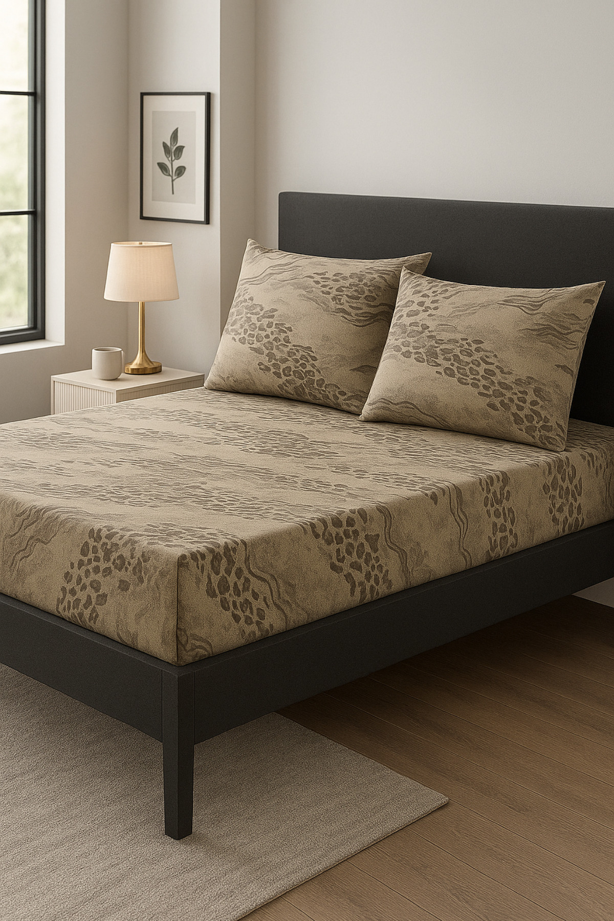 Felina Home Çift Kişilik Battal Boy Pamuklu Lastikli Çarşaf Takımı Leopard Desen